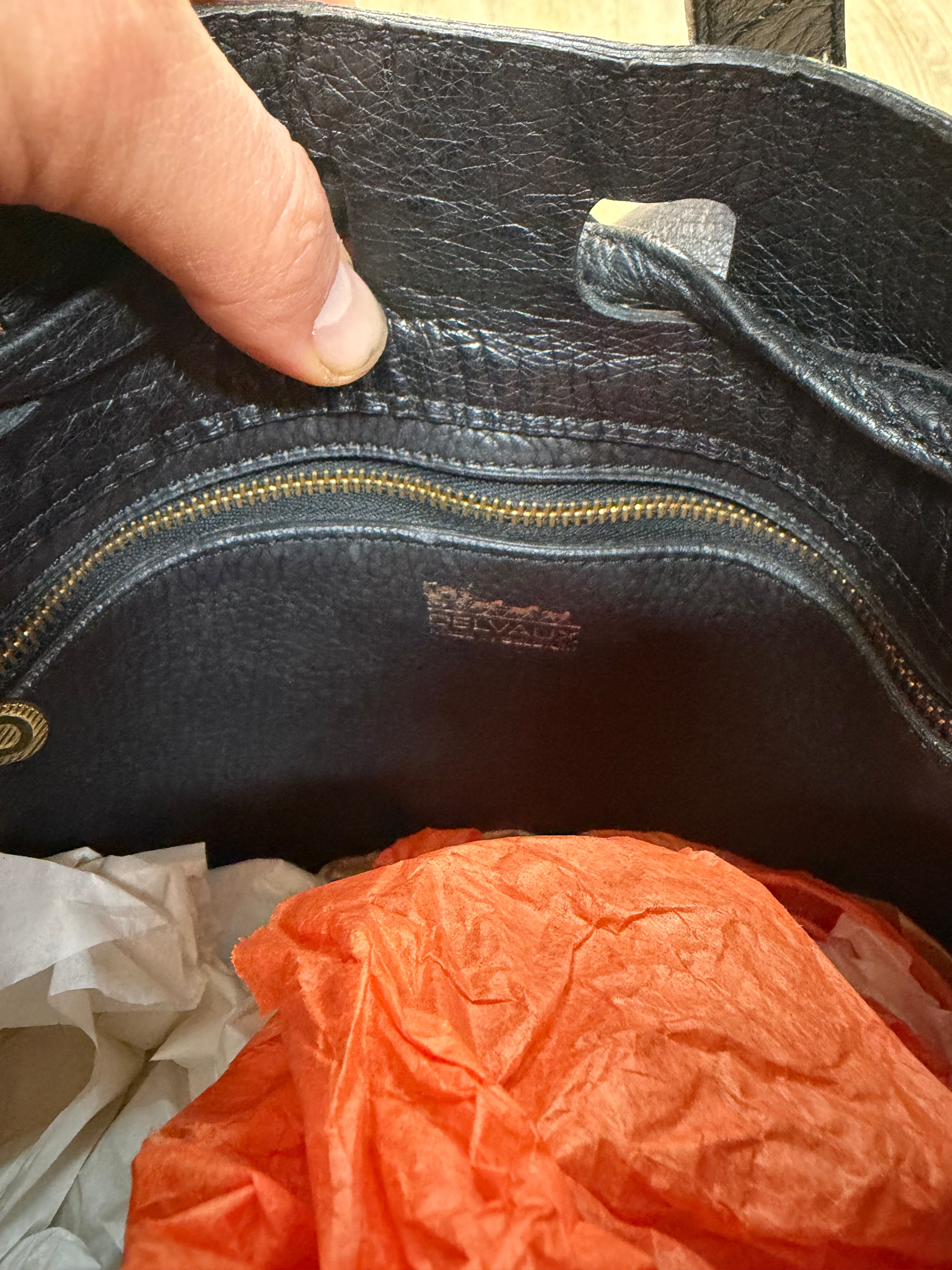 Delvaux “Gibus” Bag – Ostrich Leather – 26 x 23 cm (Dustbag Included)