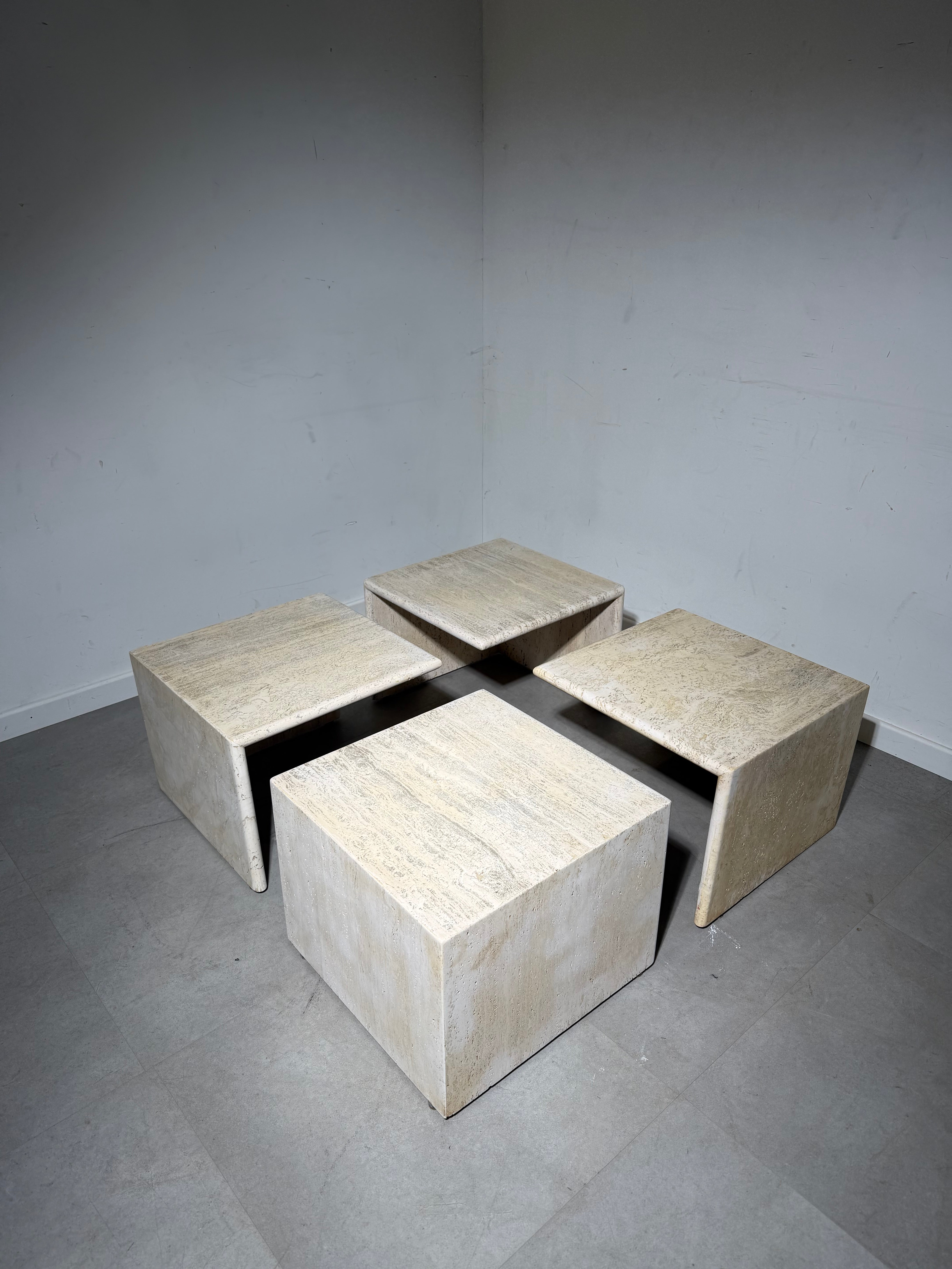 Modular Travertine Coffee Table – Set of 4