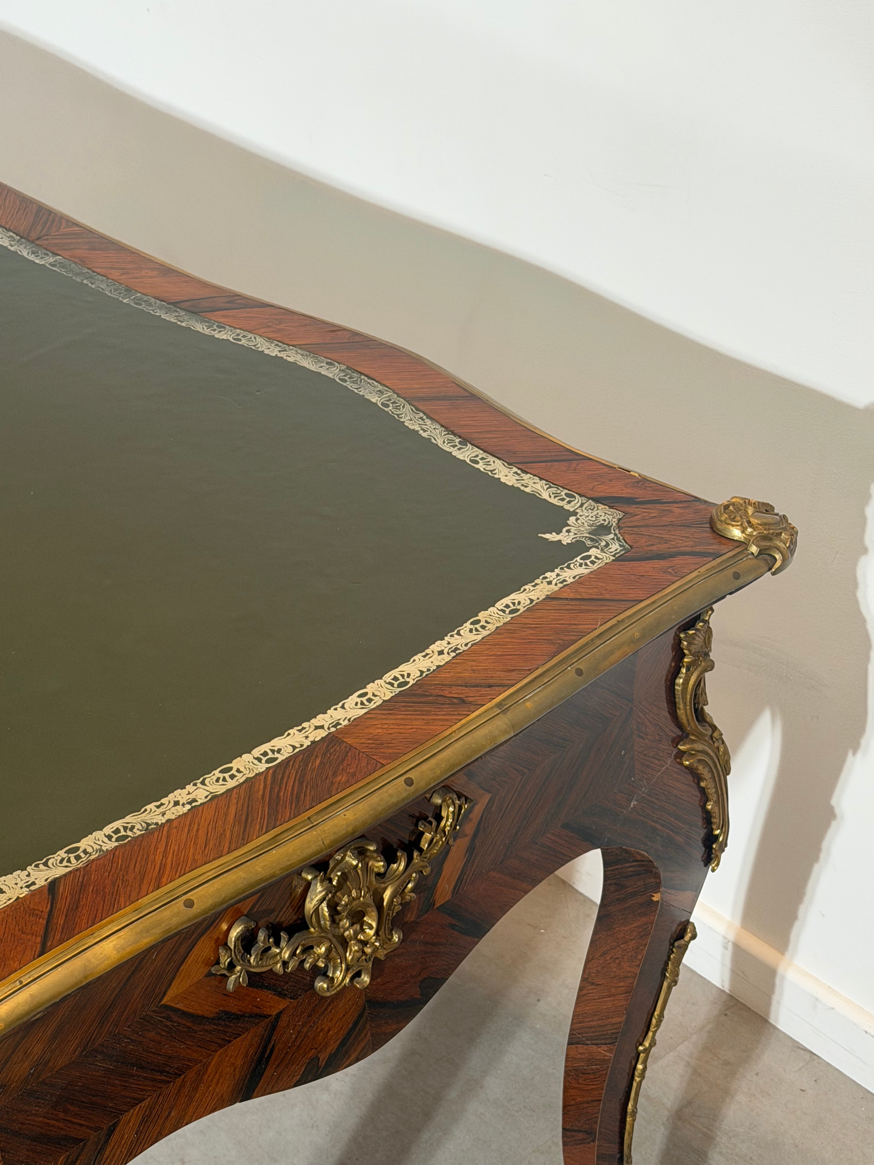 French Louis XV Style Rosewood Bureau Plat Writing Desk