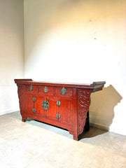 Antique Chinese Red Sideboard