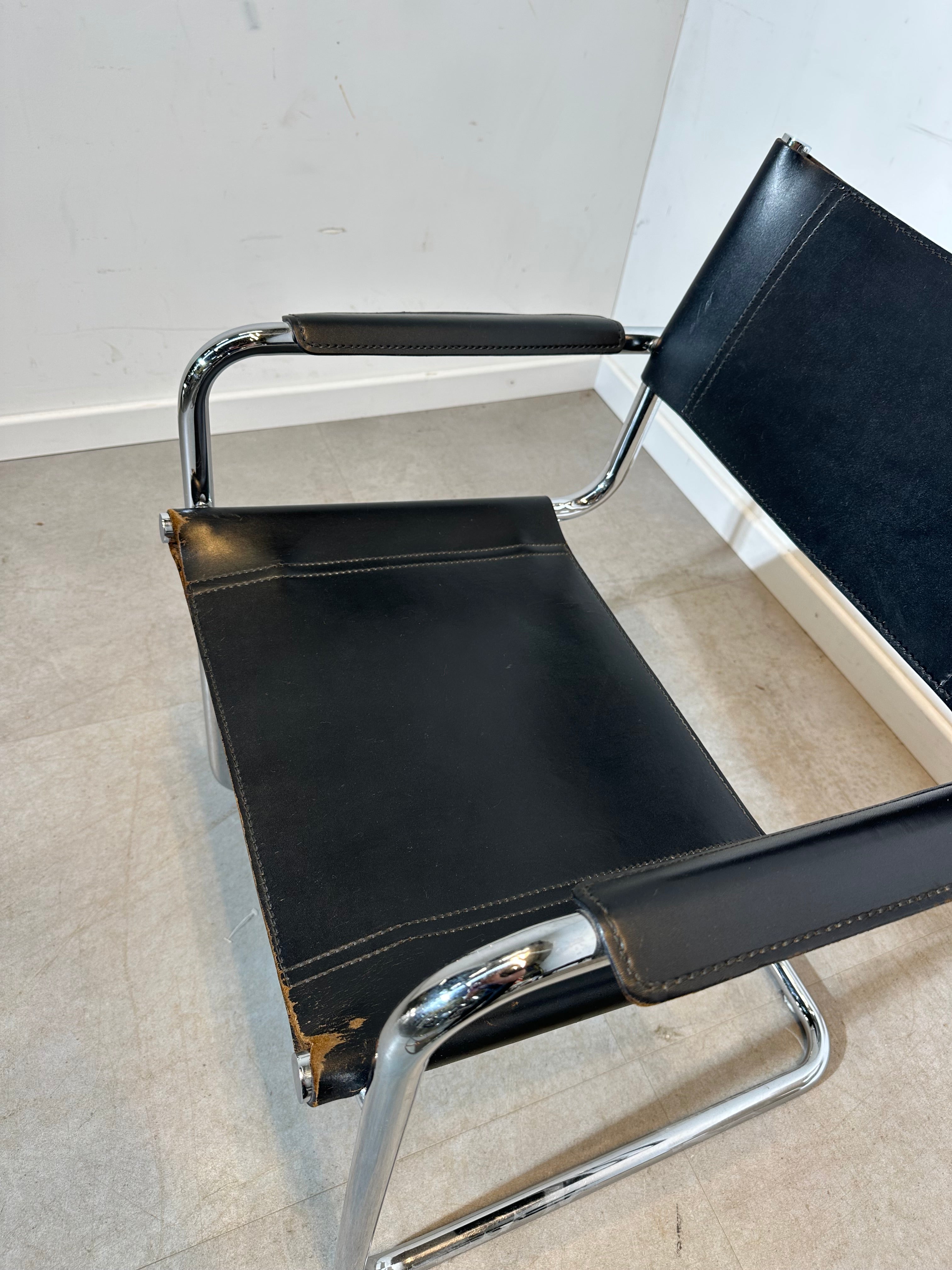 Marcel Breuer “Cesca” Style Cantilever Black Leather