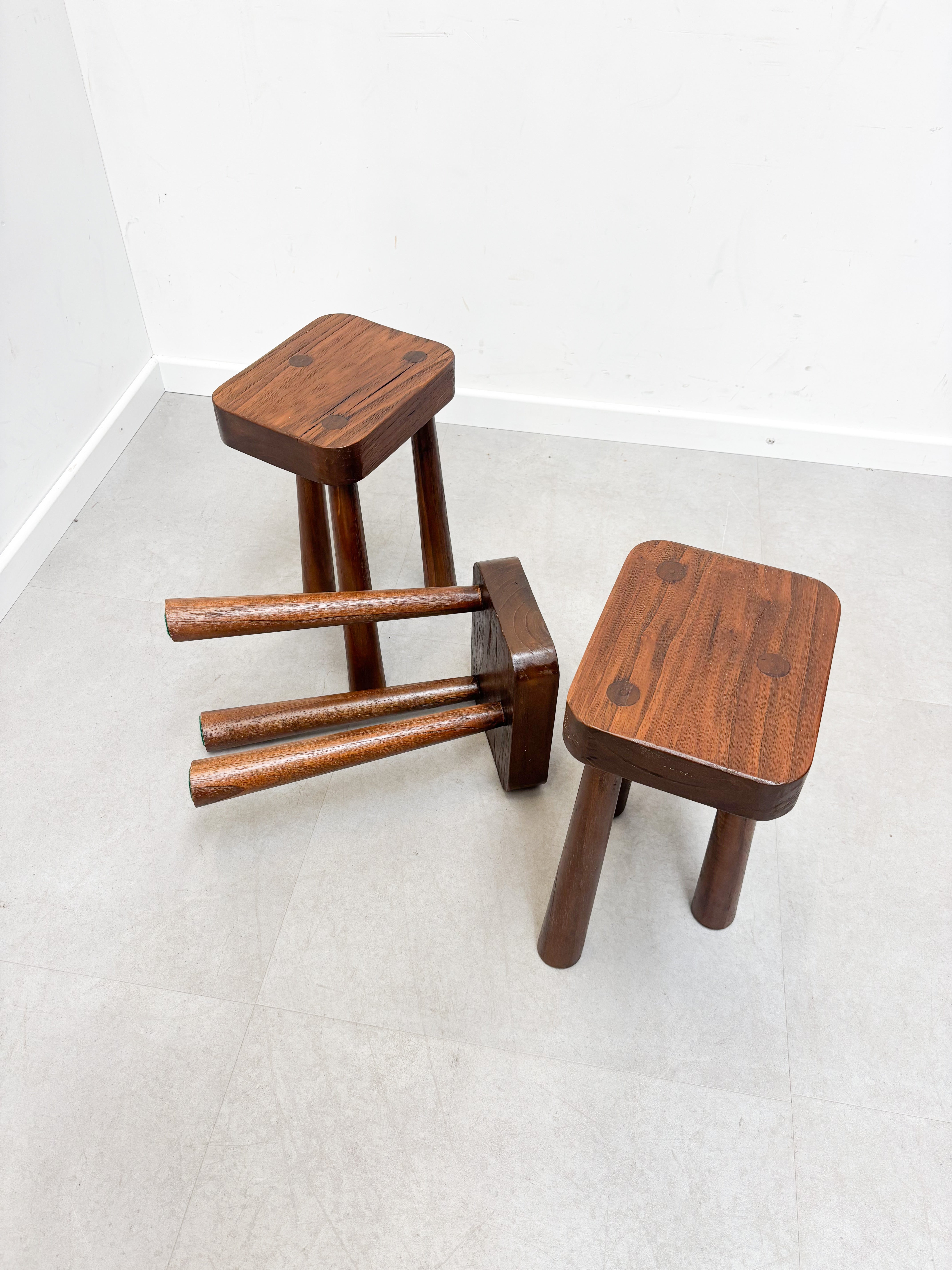 Brutalist Stool in Solid Elm Wood