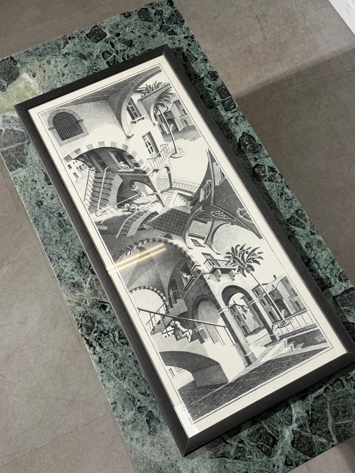 M. C. Escher “High and Low” – Framed Print, 80 × 37 cm