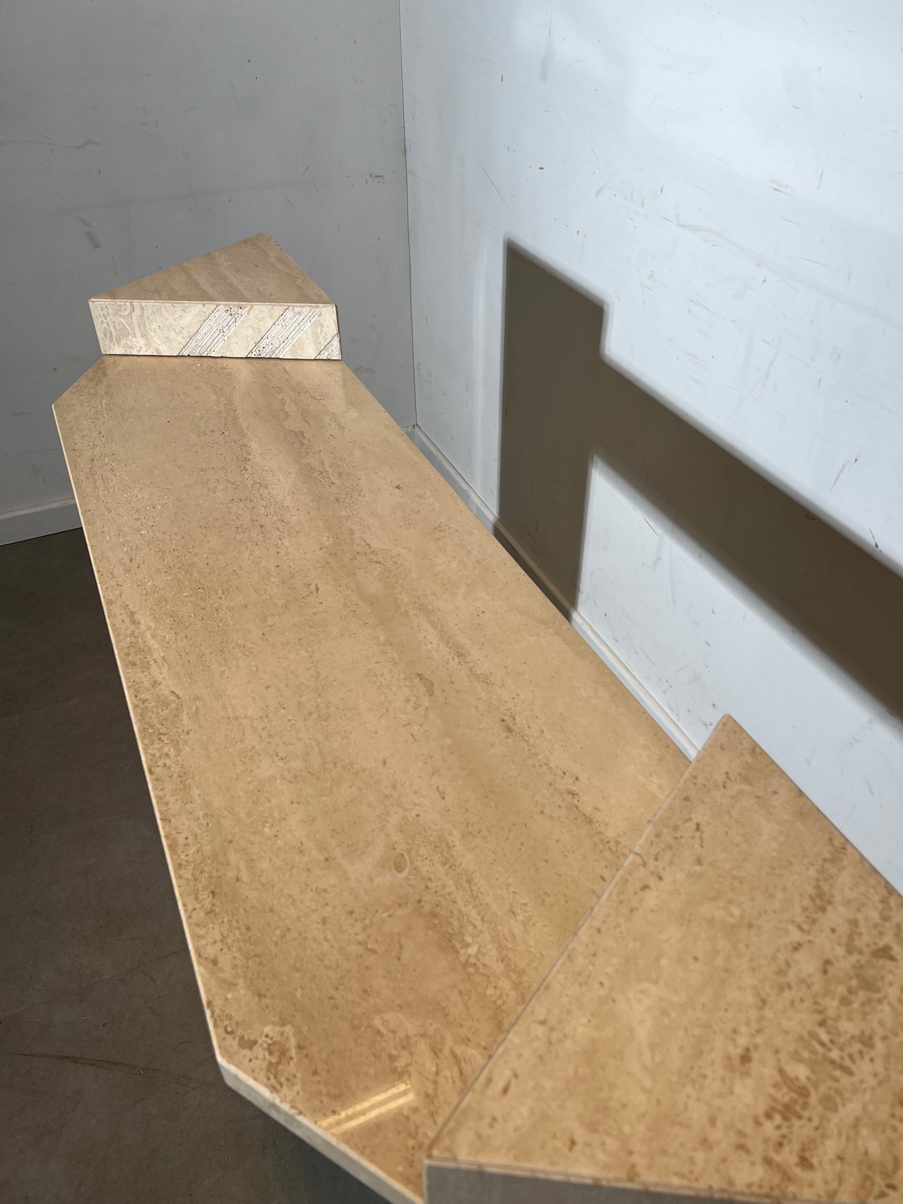 Postmodern travertine console table