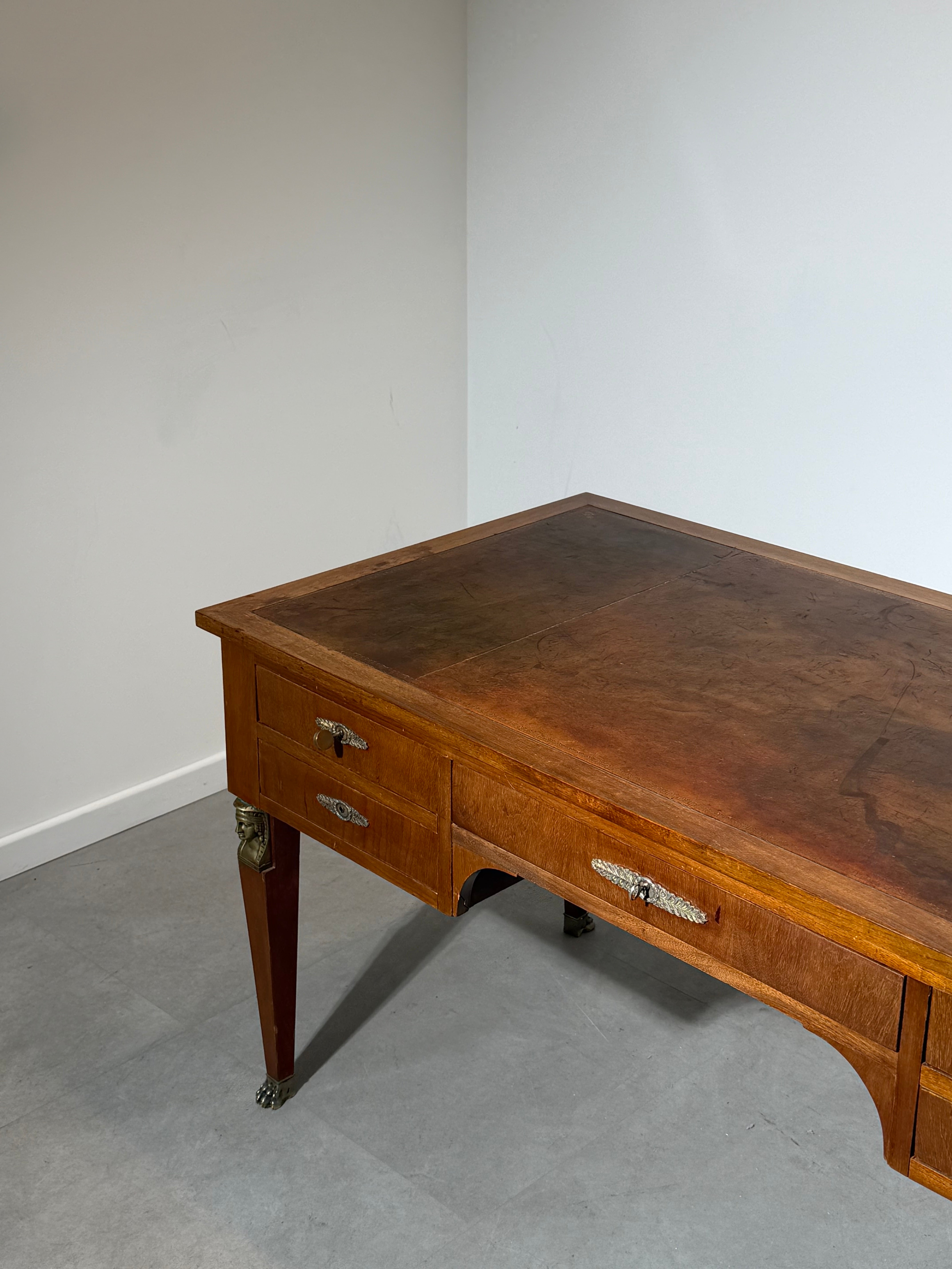 French Empire Style Executive Desk with Leather Top