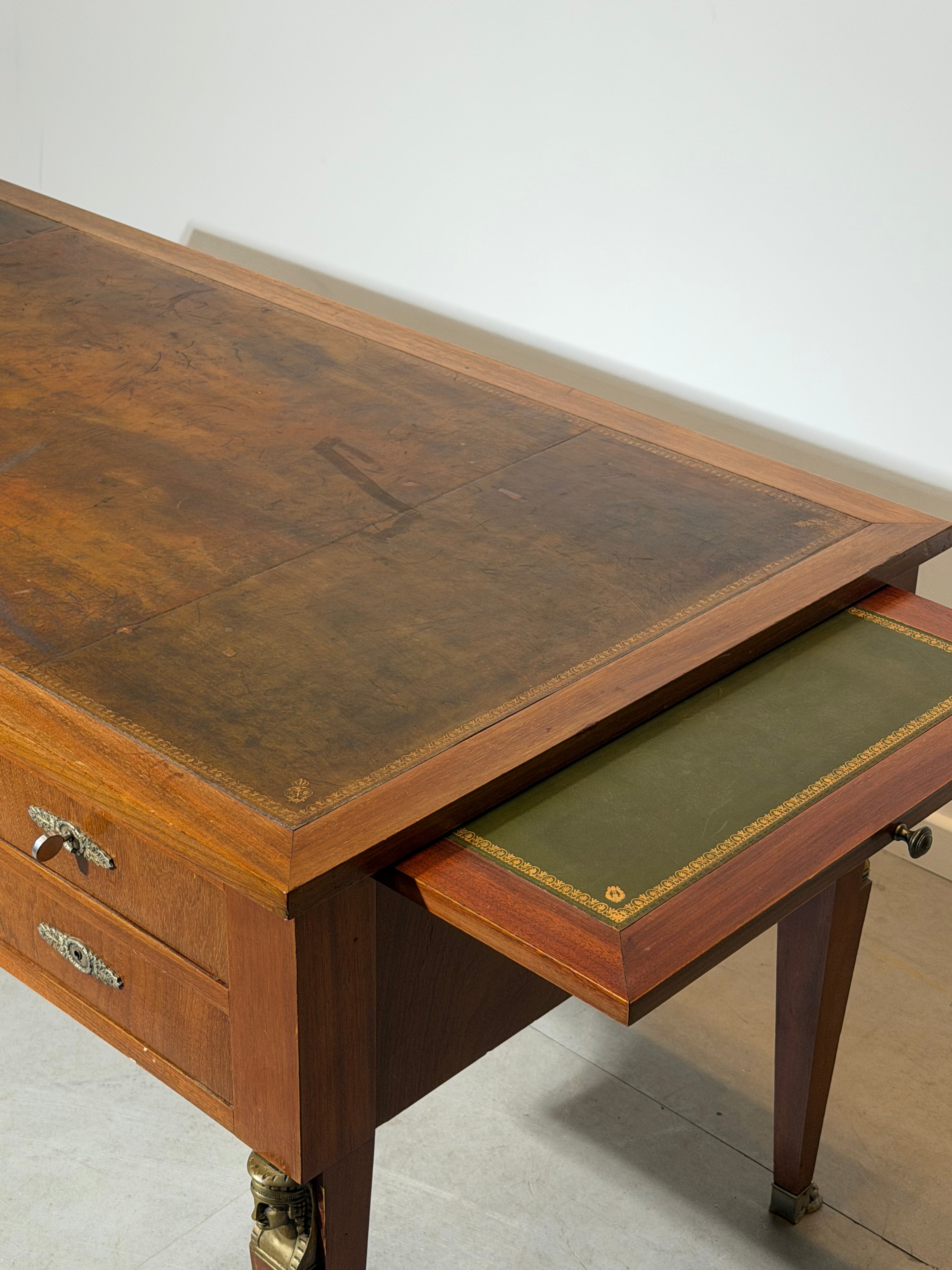 French Empire Style Executive Desk with Leather Top