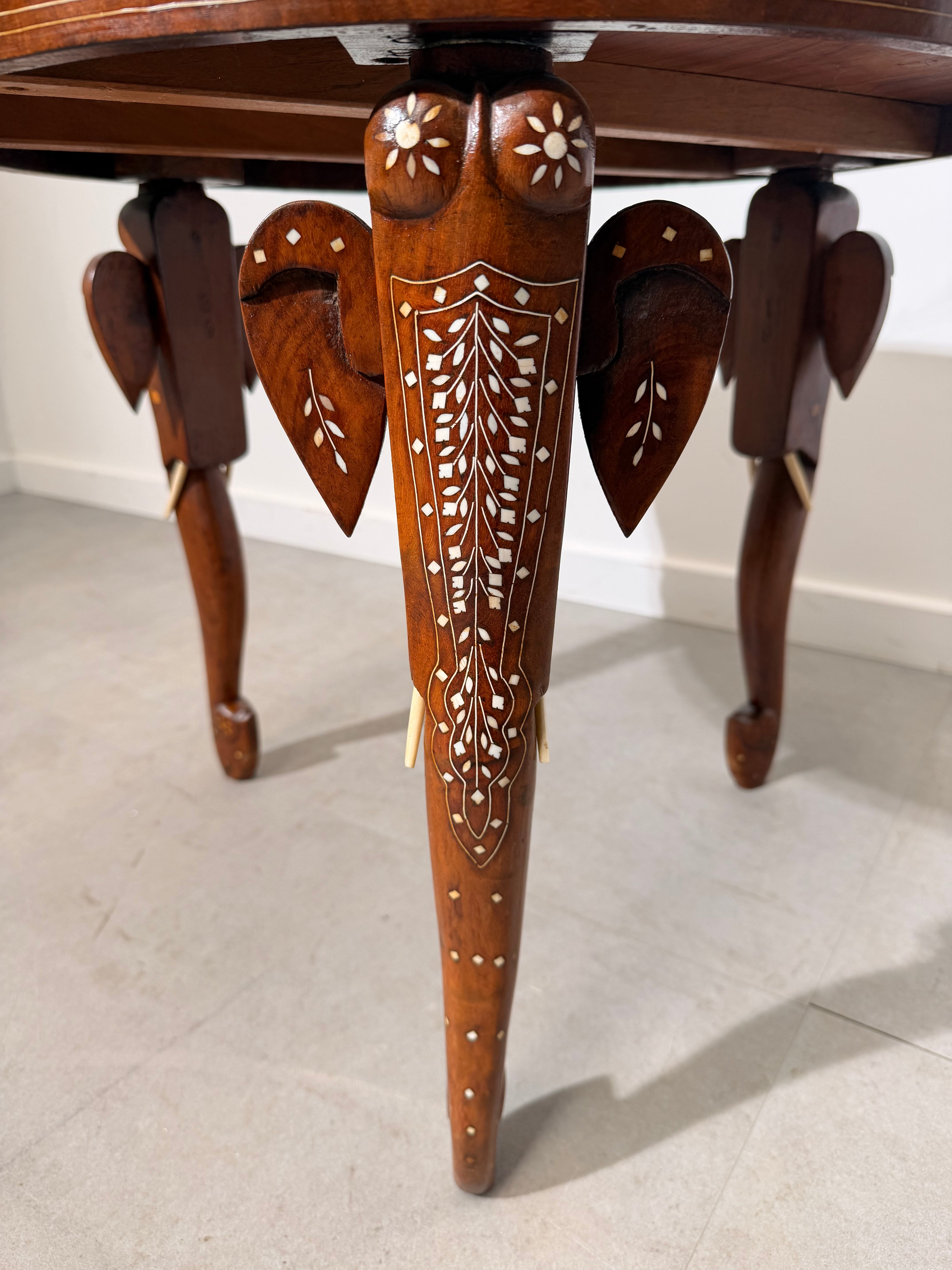 Indian Inlaid Round Side Table