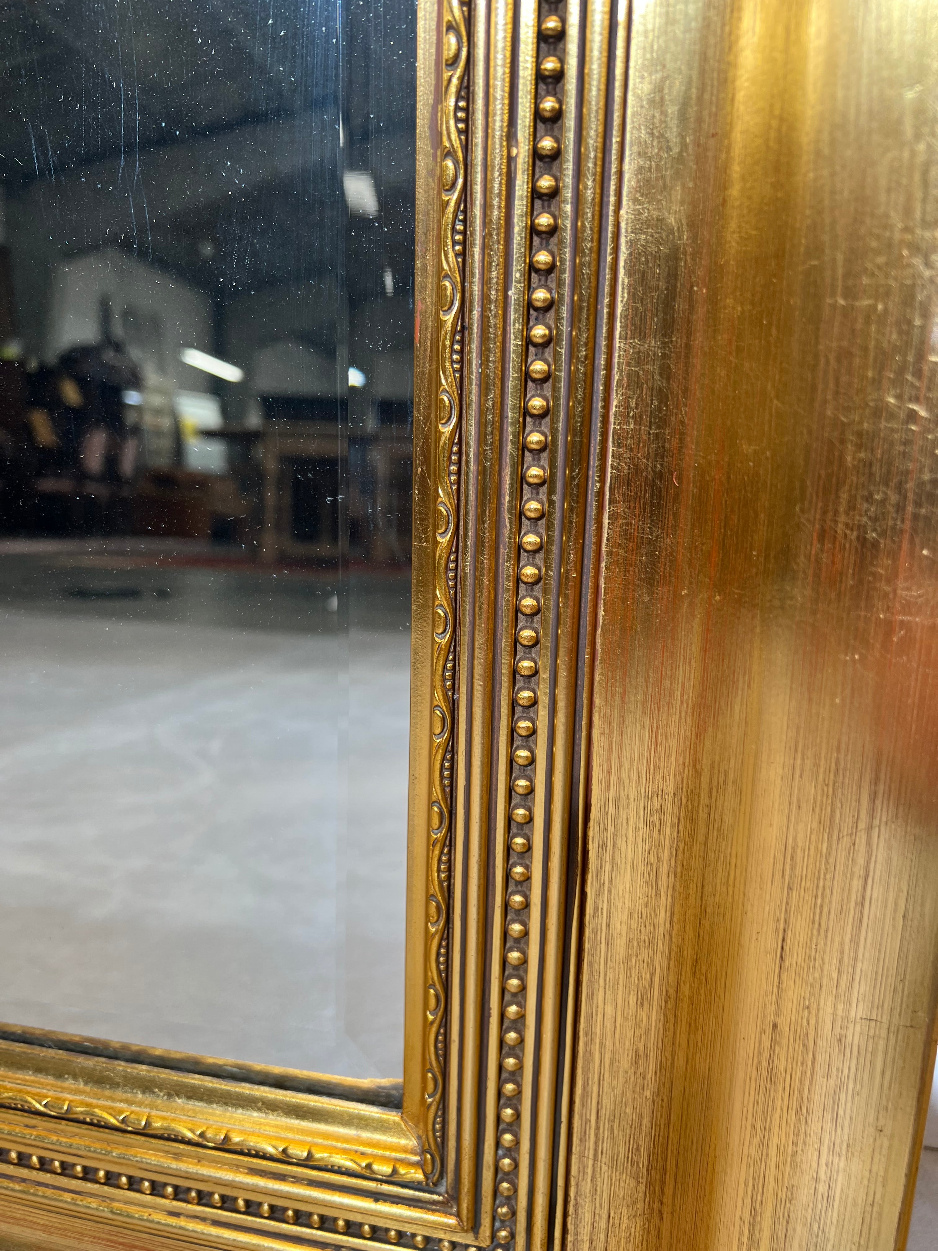 Large Antique Style Gilded Mirror with Laurel Crest