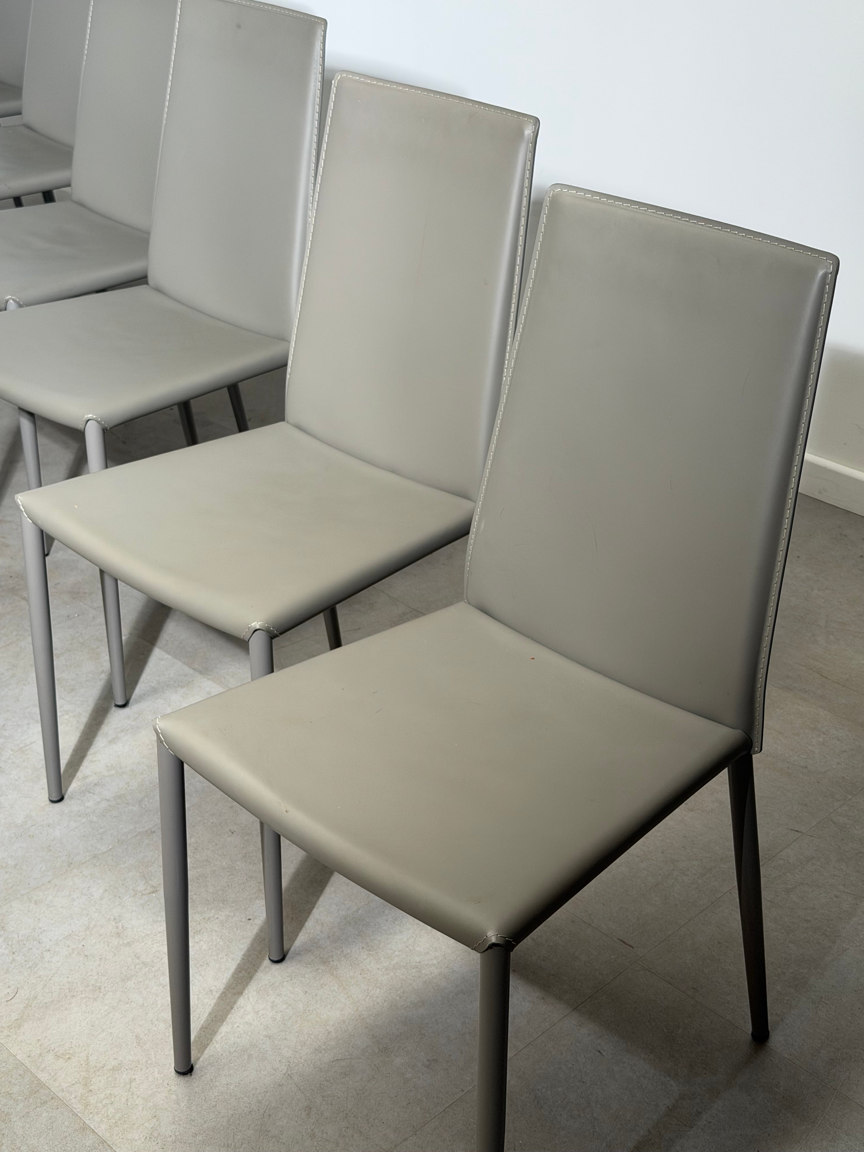 Calligaris Aida CS1484 Dining Chairs – Set of 6 – Genuine Leather – Made in Italy