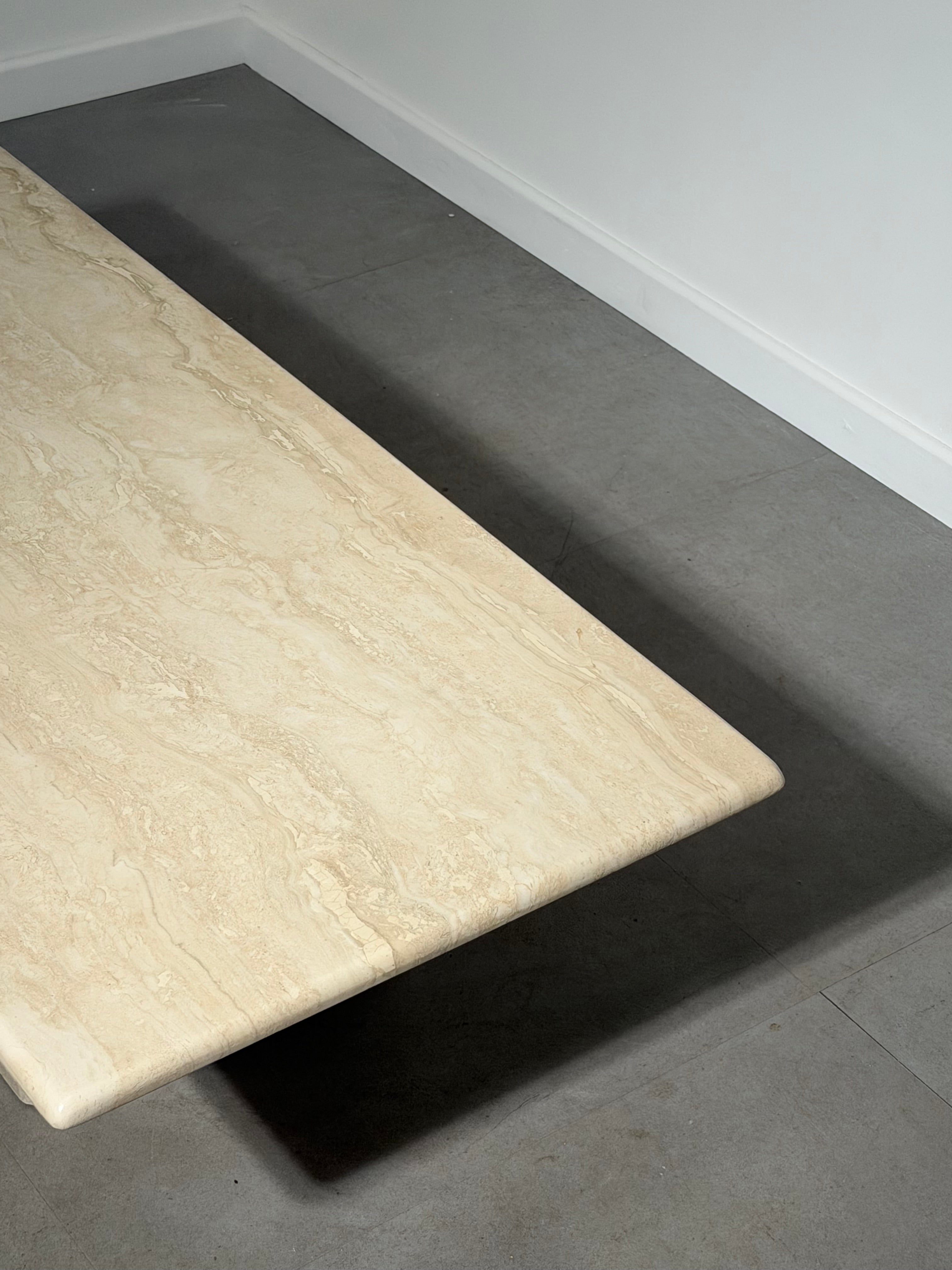 Vintage Travertine Coffee Table – Sculptural Stone Design – 116 x 55 x 38 cm