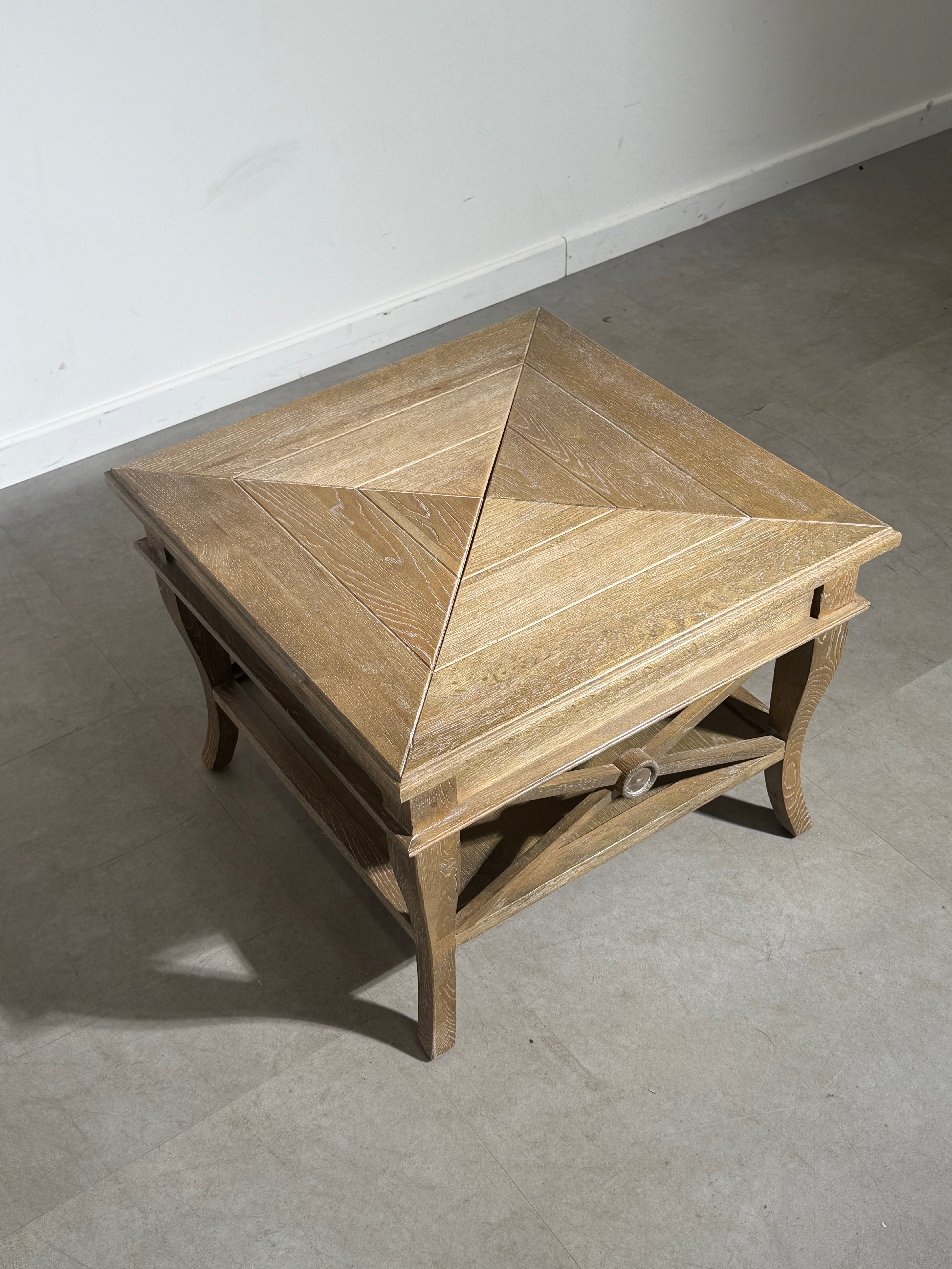 RR Interiors Solid Oak Side Table with Drawer & Lower Shelf