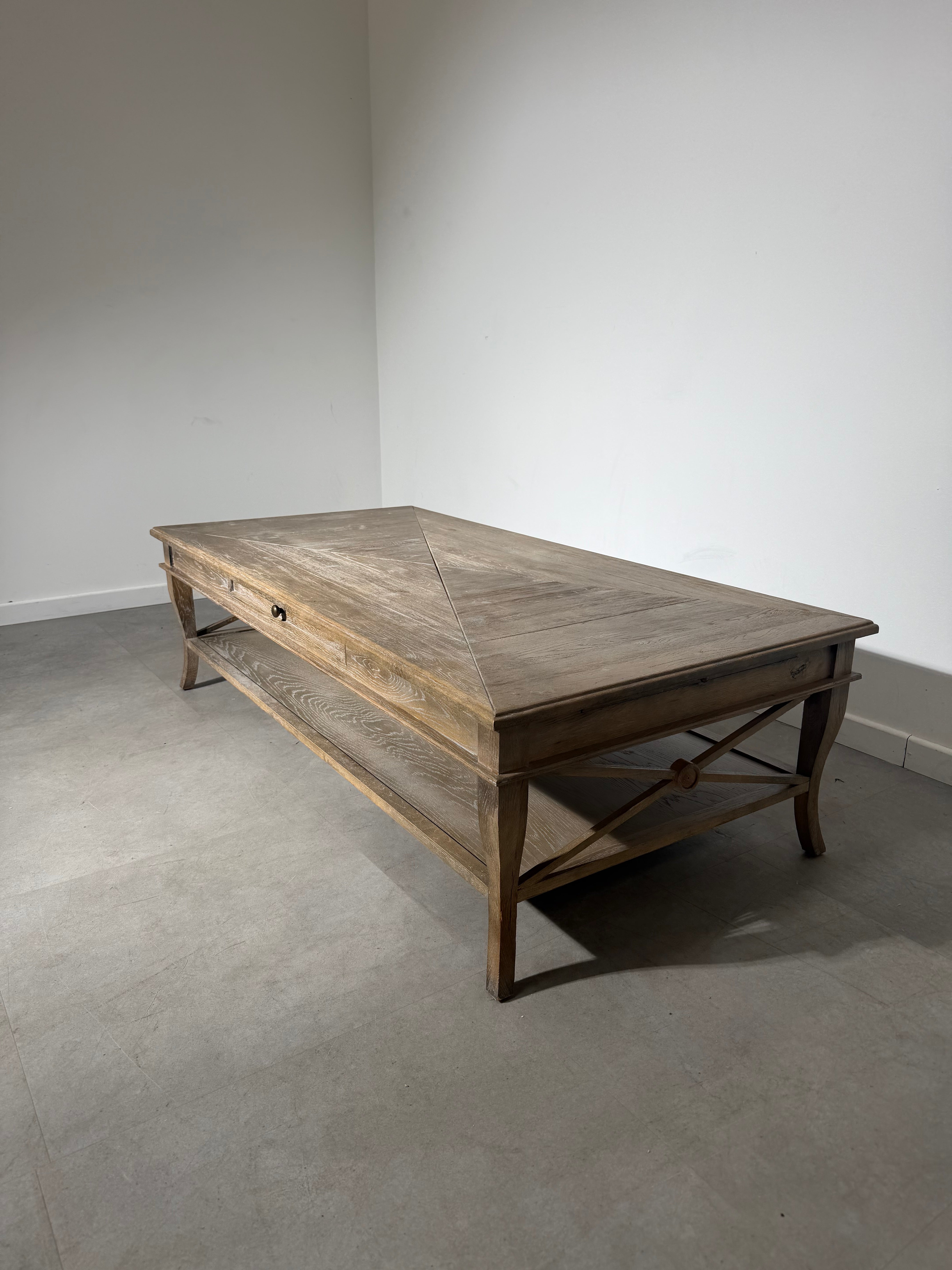 RR Interiors Solid Oak Coffee Table with Drawer & Lower Shelf