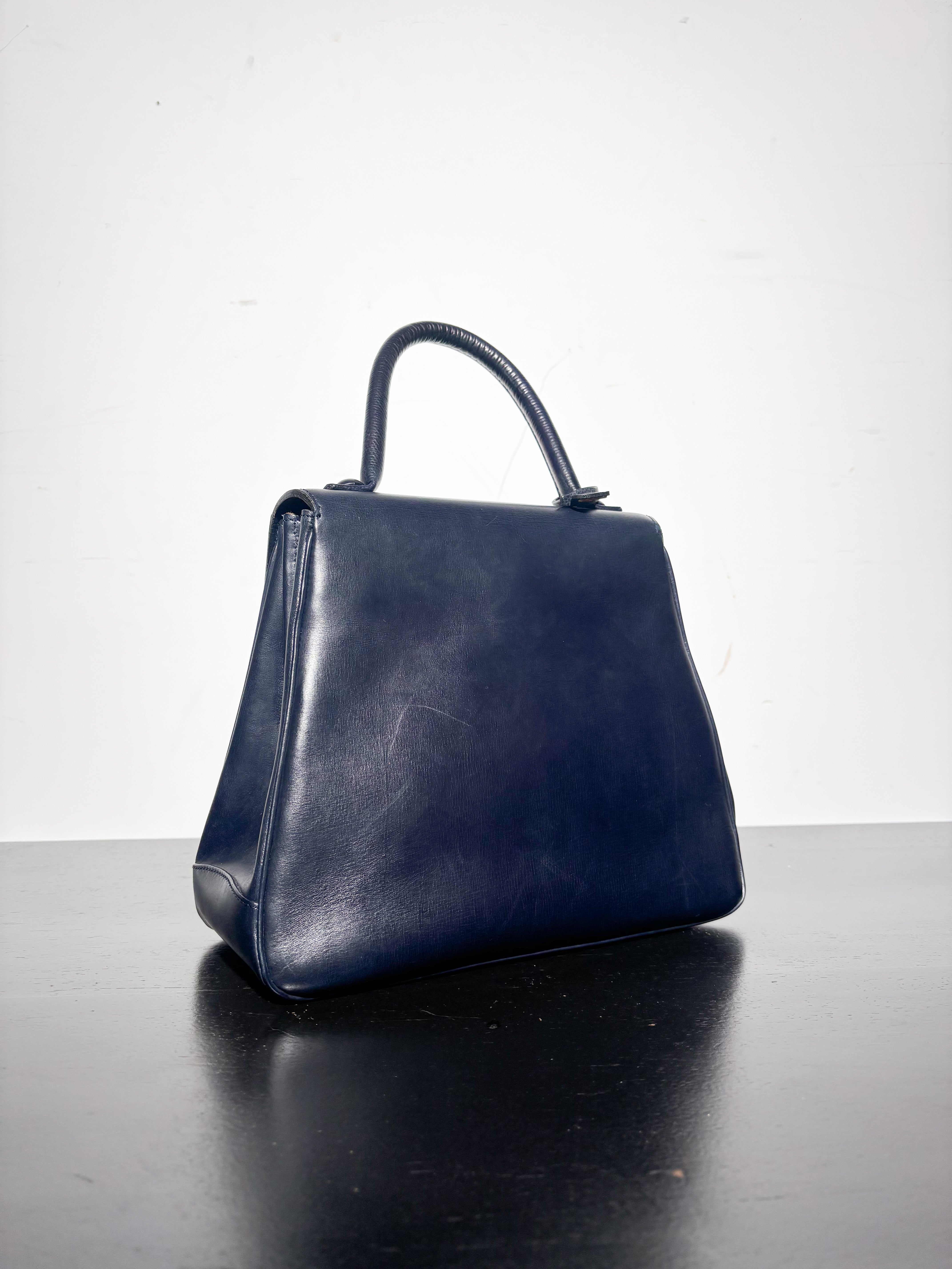 Delvaux Vintage Navy Blue Handbag