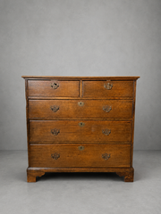 Antique English Oak Chest of Drawers with Brass Hardware