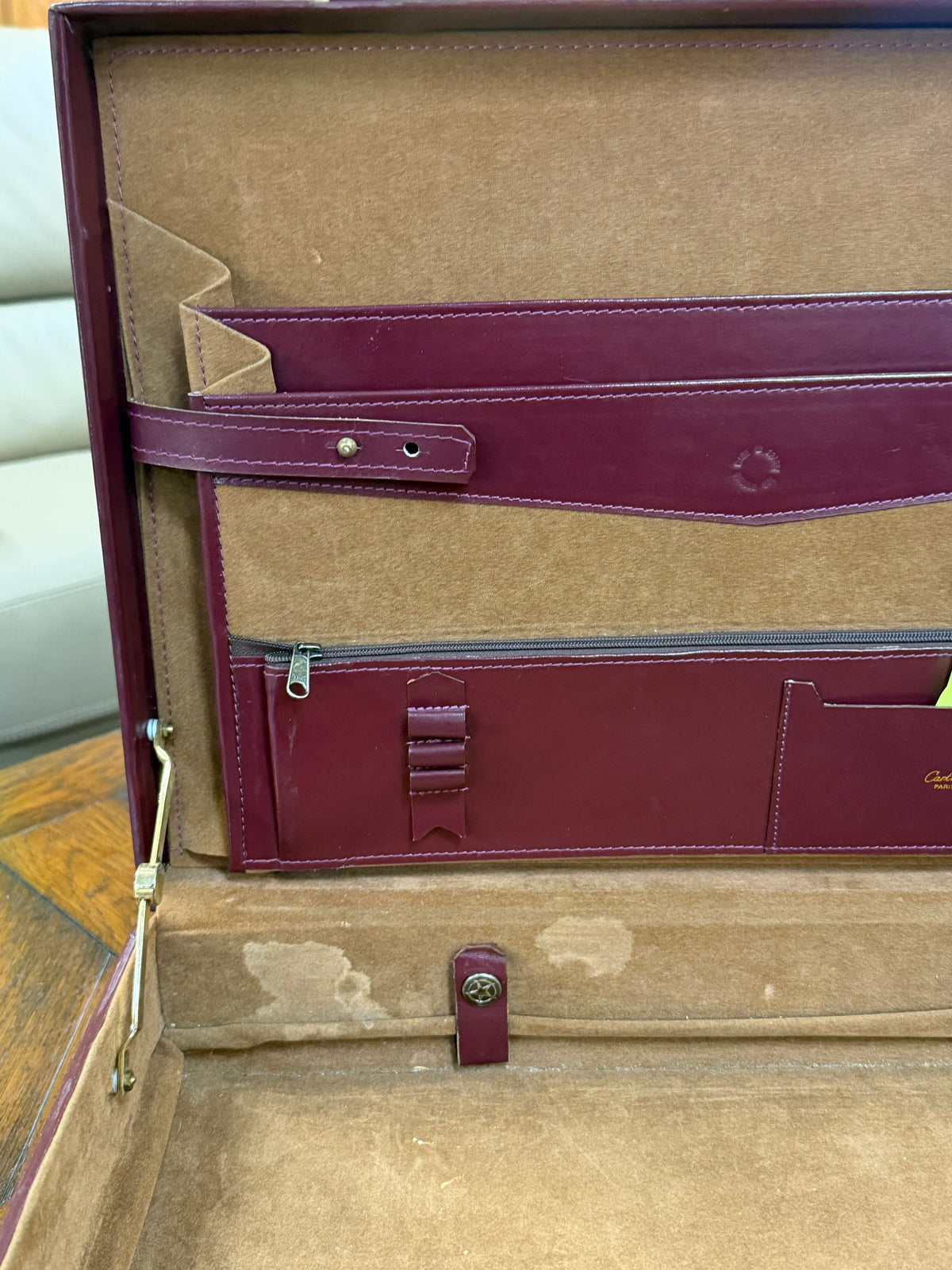 Cartier Paris Burgundy Leather Attaché Case – 46 × 32 × 10 cm
