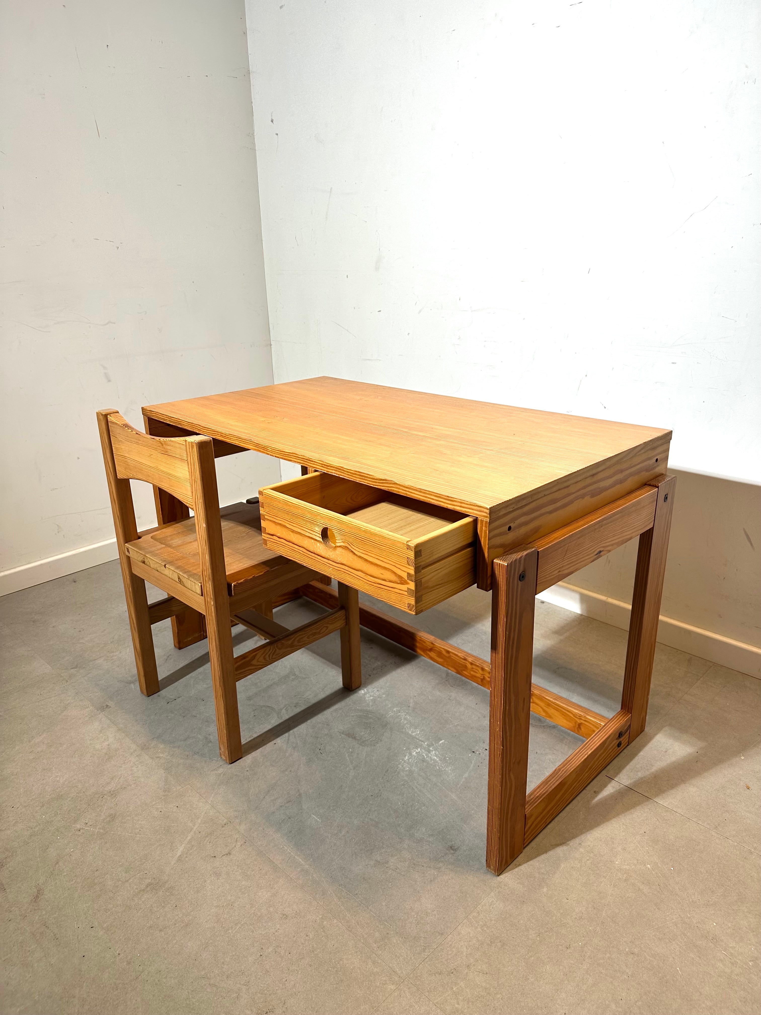 Vintage Wooden Writing Desk with Chair – Scandinavian Style