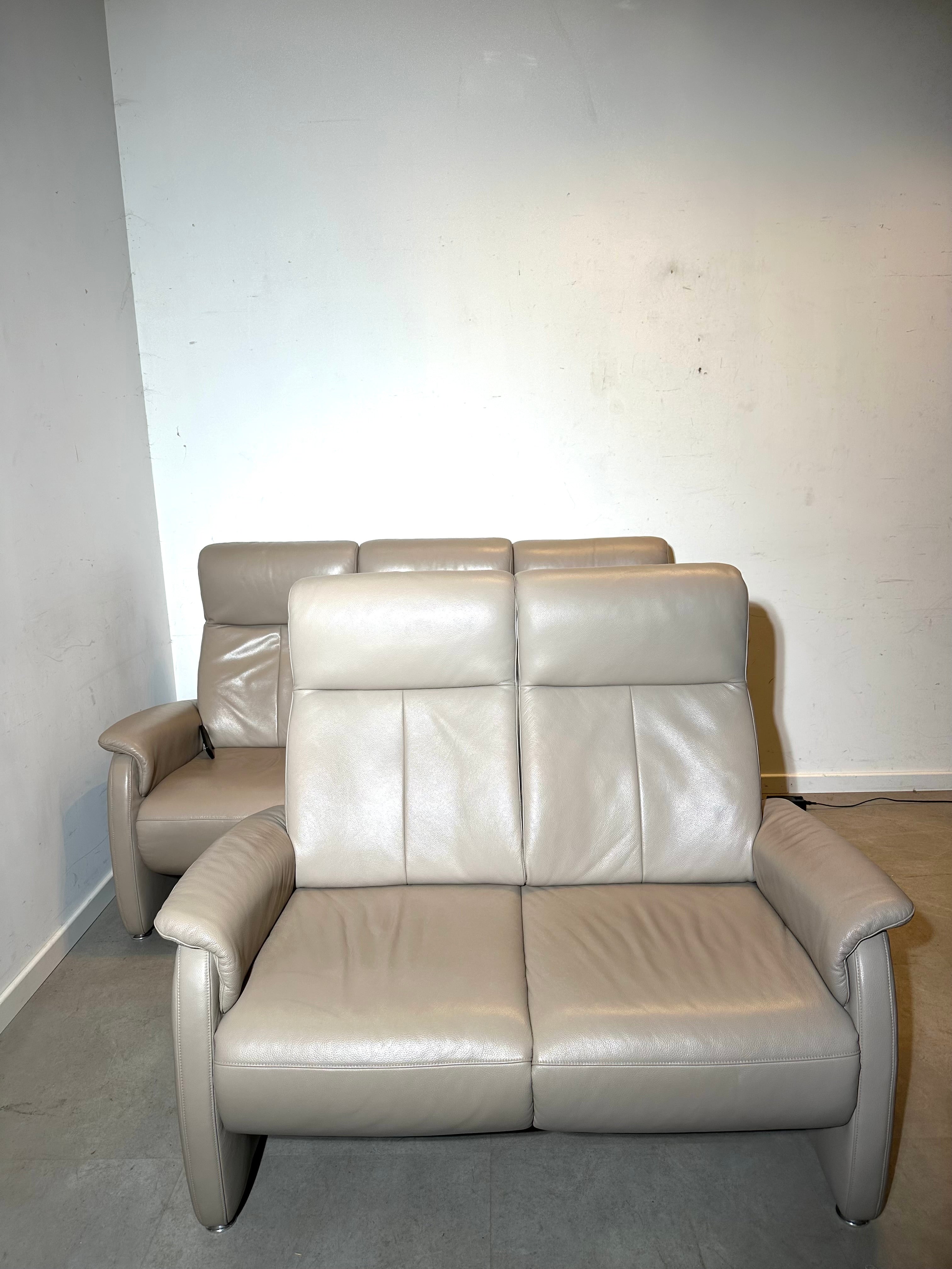 Musterring Leather Sofa Set – Electric Relax Function – 2-Seater & 3-Seater