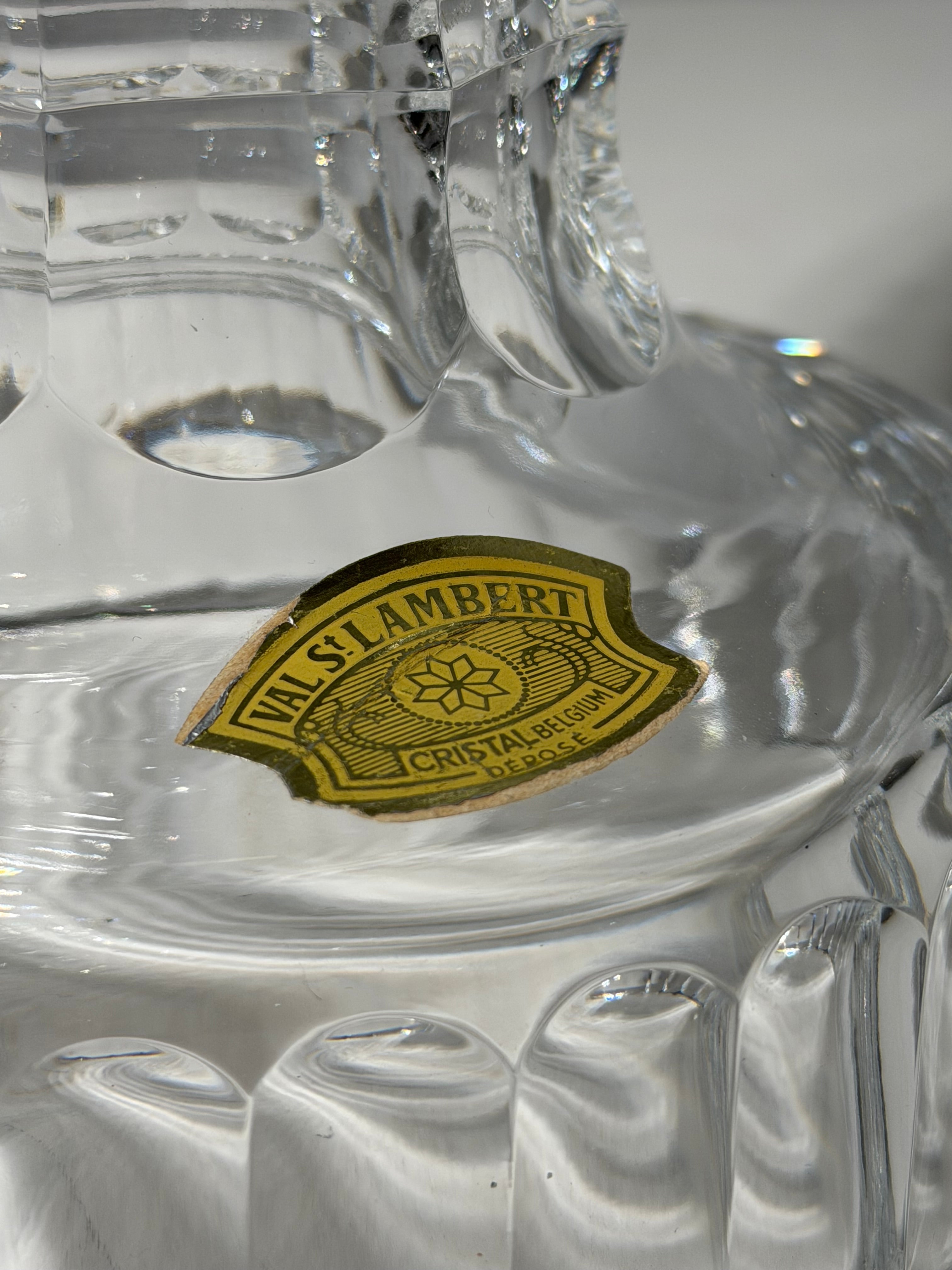 Val Saint Lambert Zorba Crystal Vase – Green Overlay Cut Crystal – H 40 cm