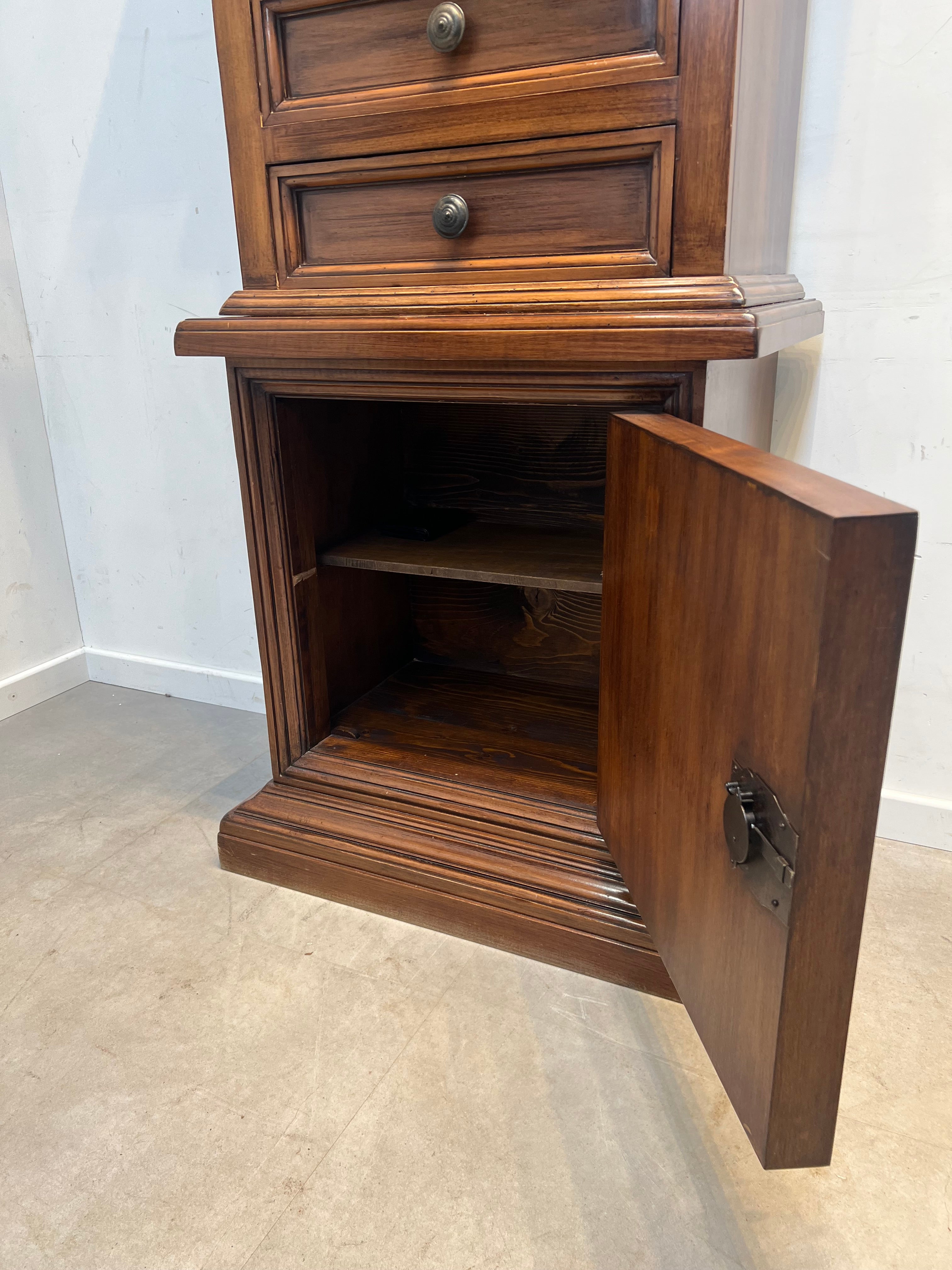 Antique Wooden Cabinet with Vitrine Top
