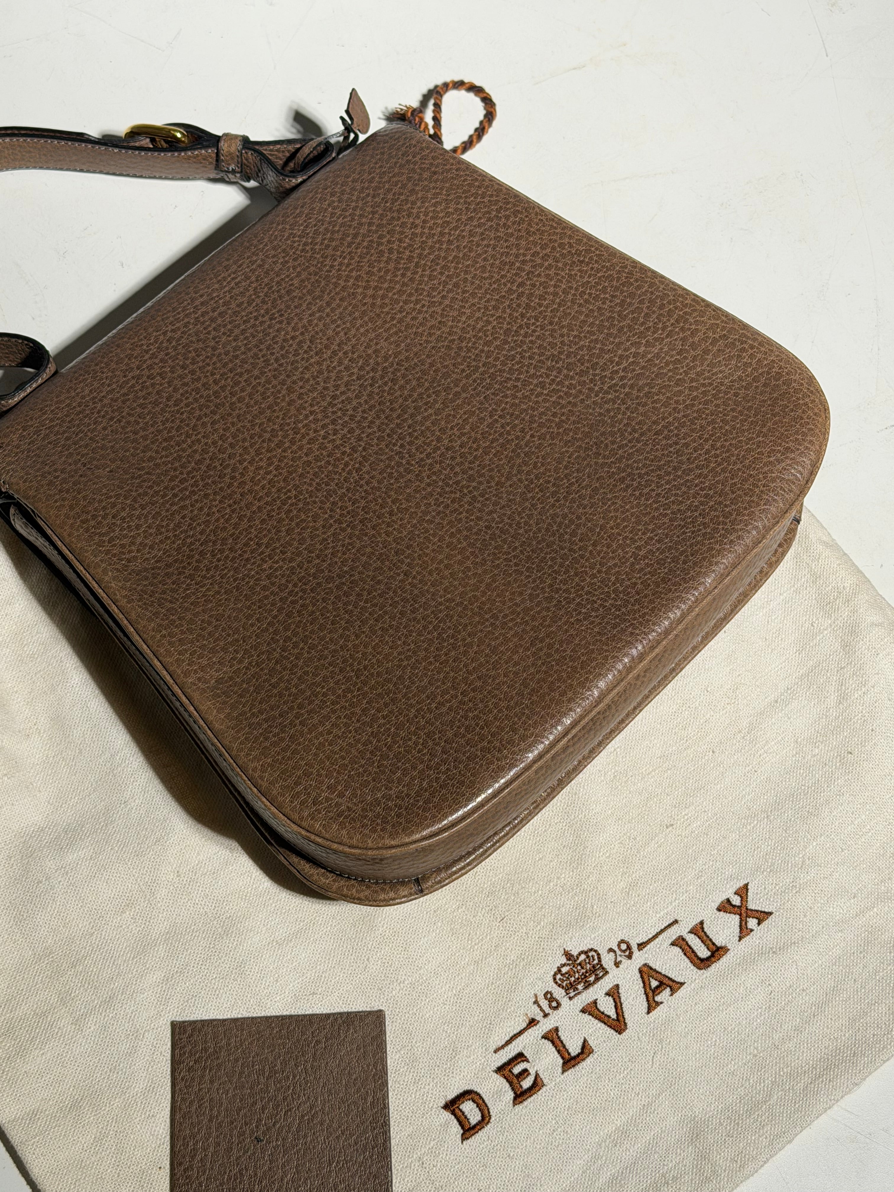 Vintage Delvaux Two-Tone Leather Handbag with Gold Hardware