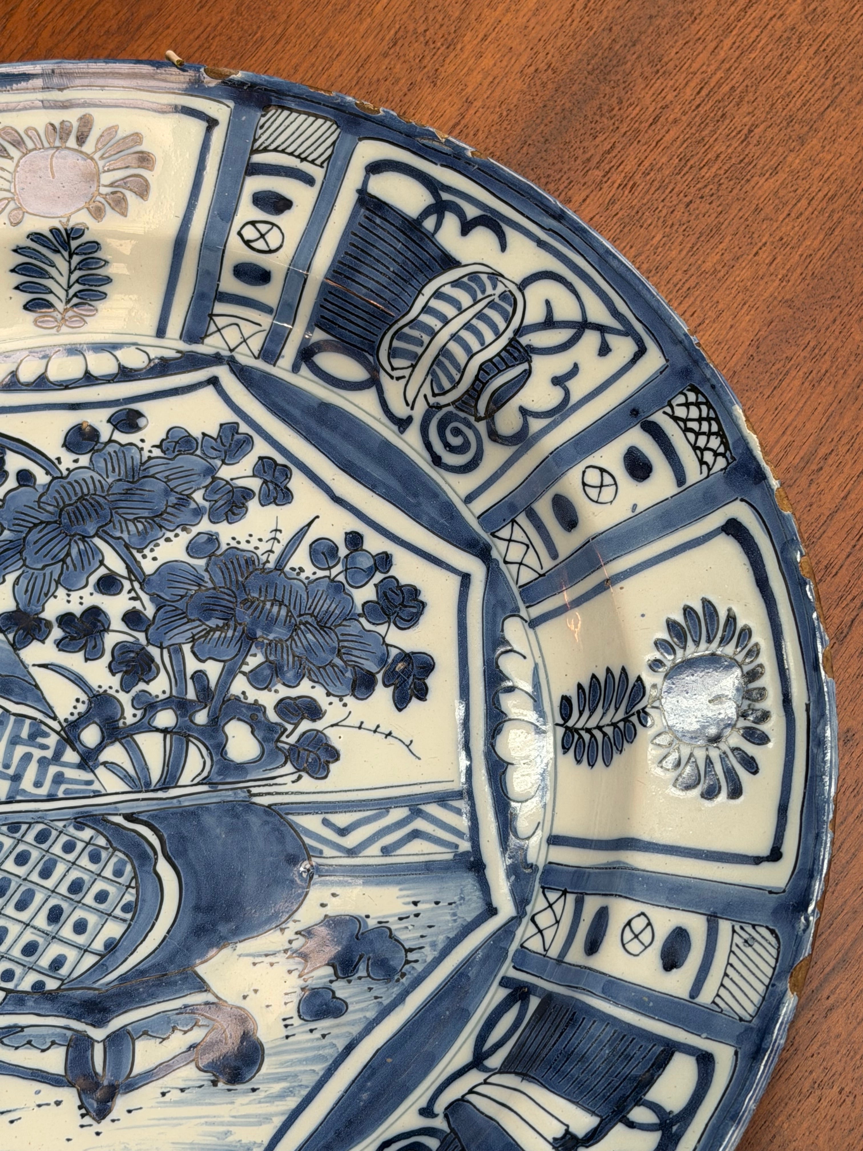 Antique Delft Faience Charger Plate – 17th Century