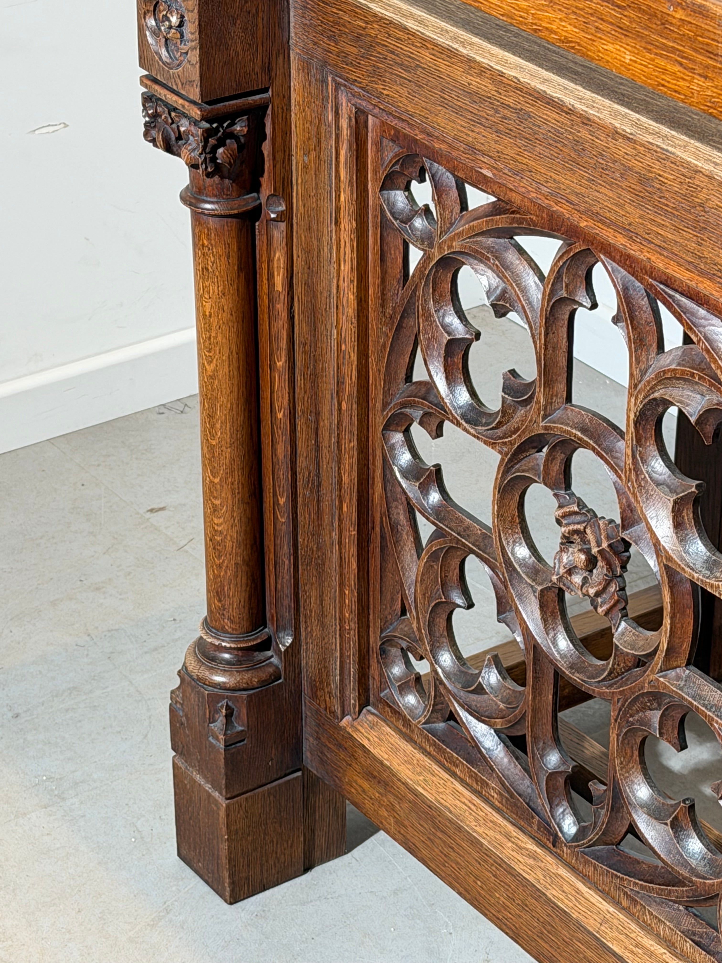 Carved Gothic Wooden Altar or Console Table – 19th Century Style