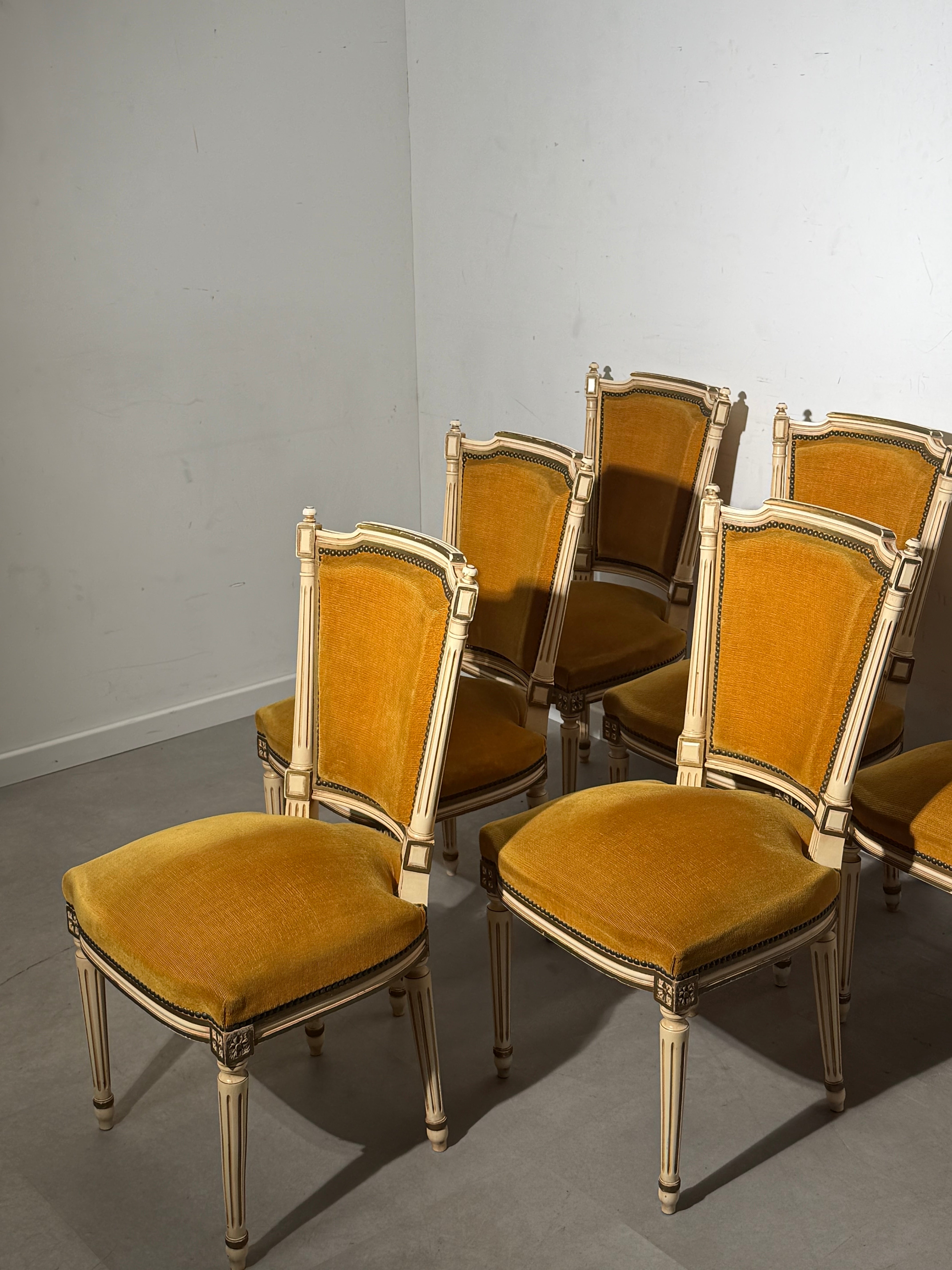 Set of 6 Louis XVI Style Dining Chairs by JP Ehalt – Vintage Upholstered Chairs