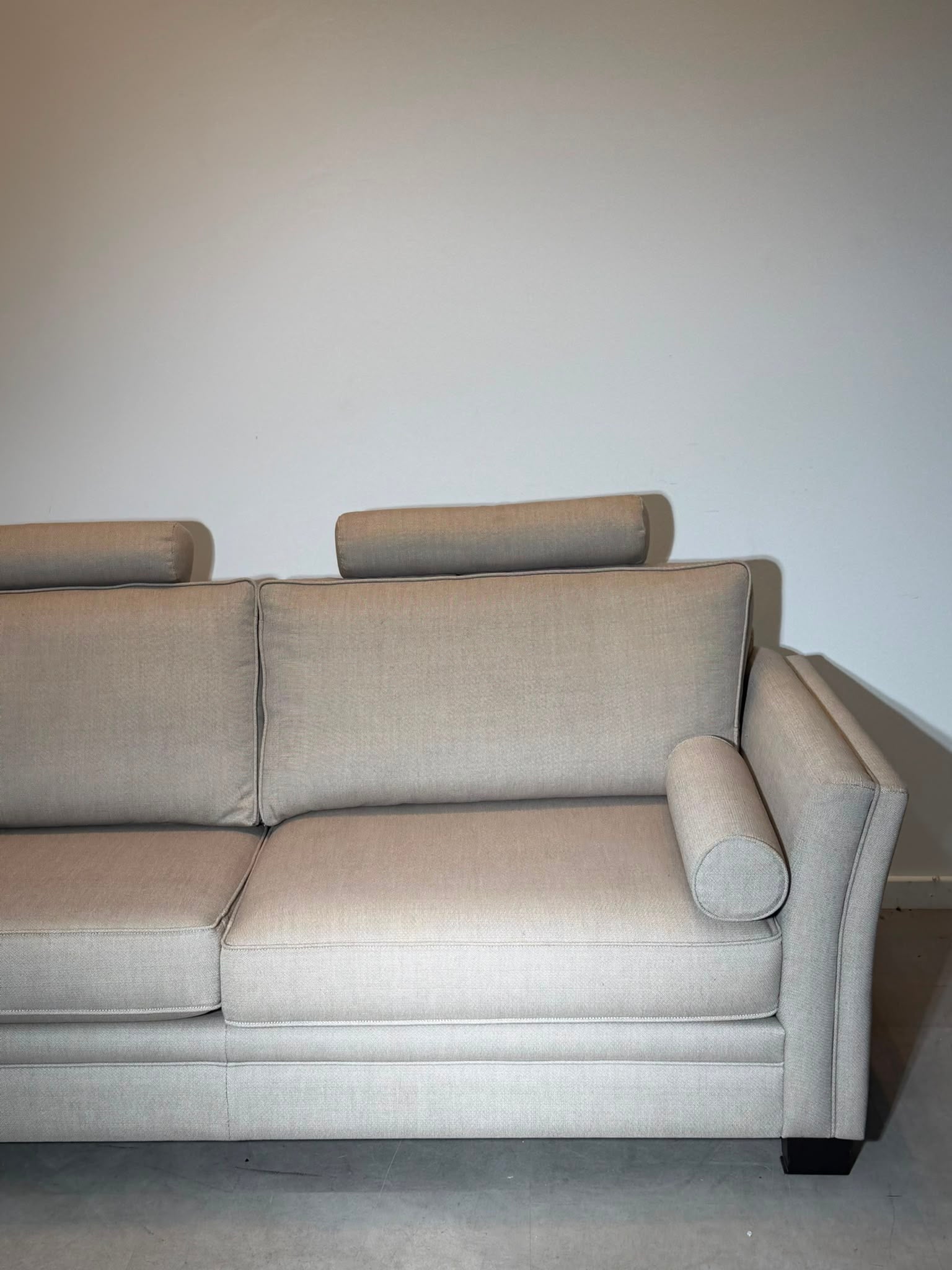 Contemporary Beige Fabric 3-Seater Sofa with Headrests