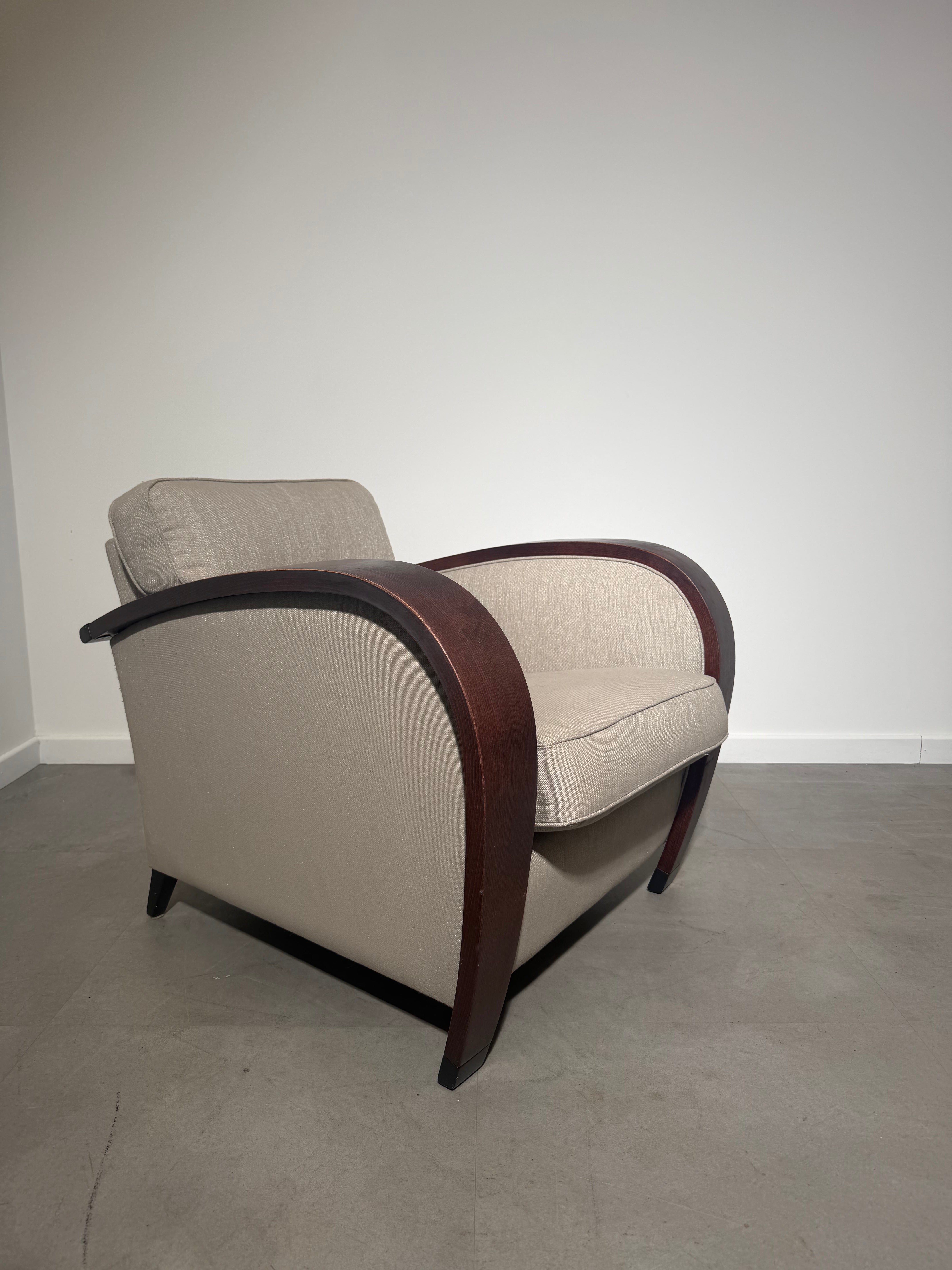 Bench Art Deco Lounge Chair – Sculptural Curved Wood Armchair