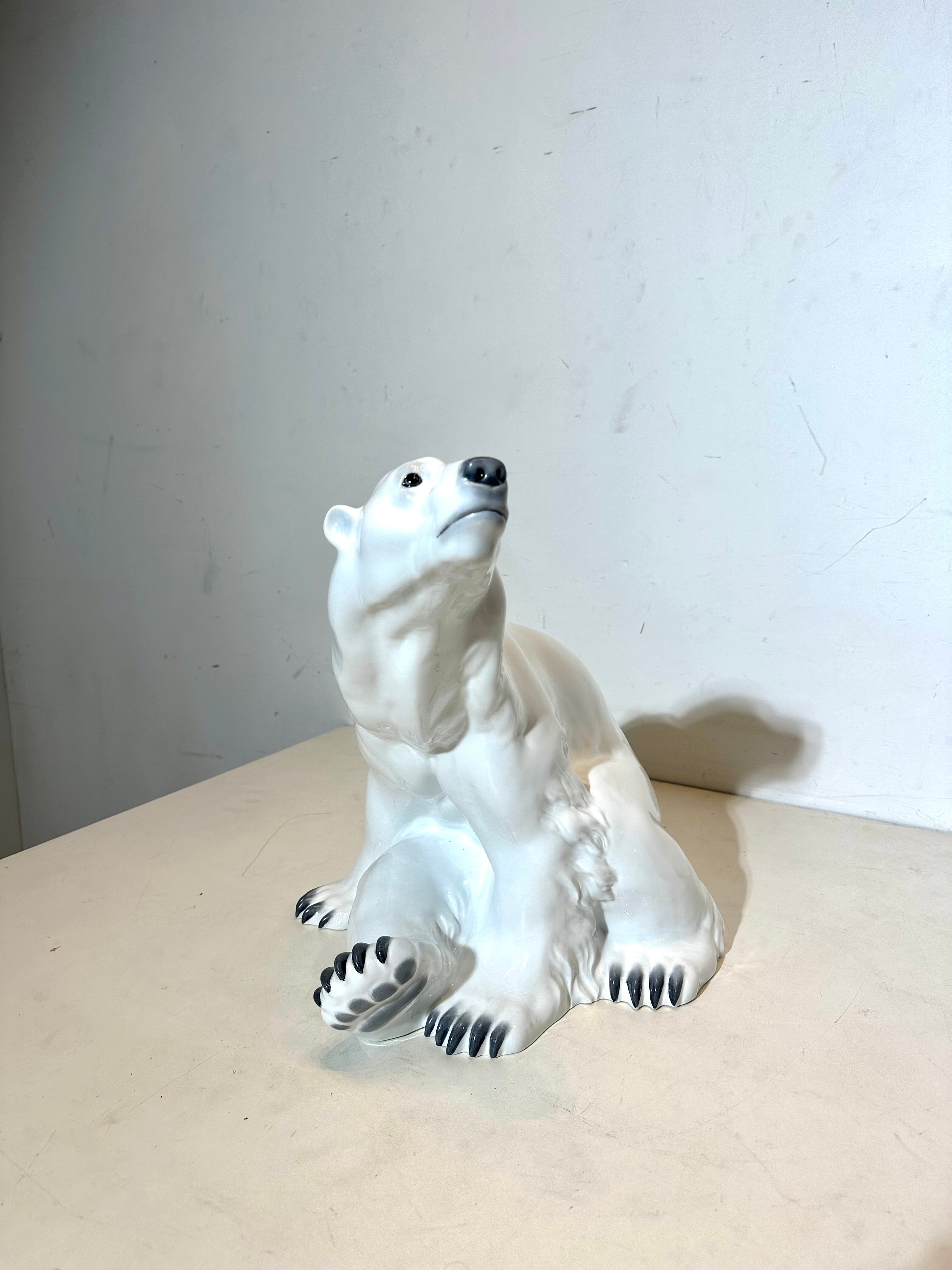 Porcelain Polar Bear Sculpture