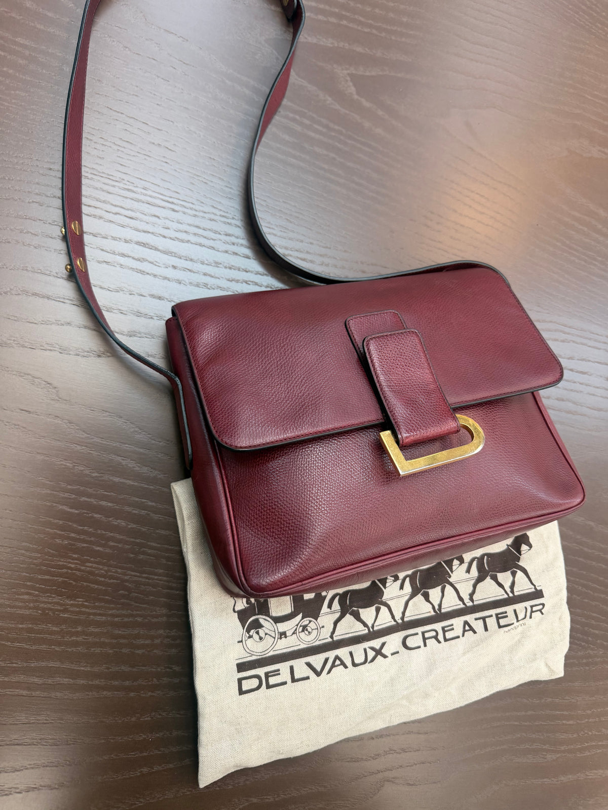 Delvaux Le Poirier Vintage Burgundy Leather Shoulder Bag