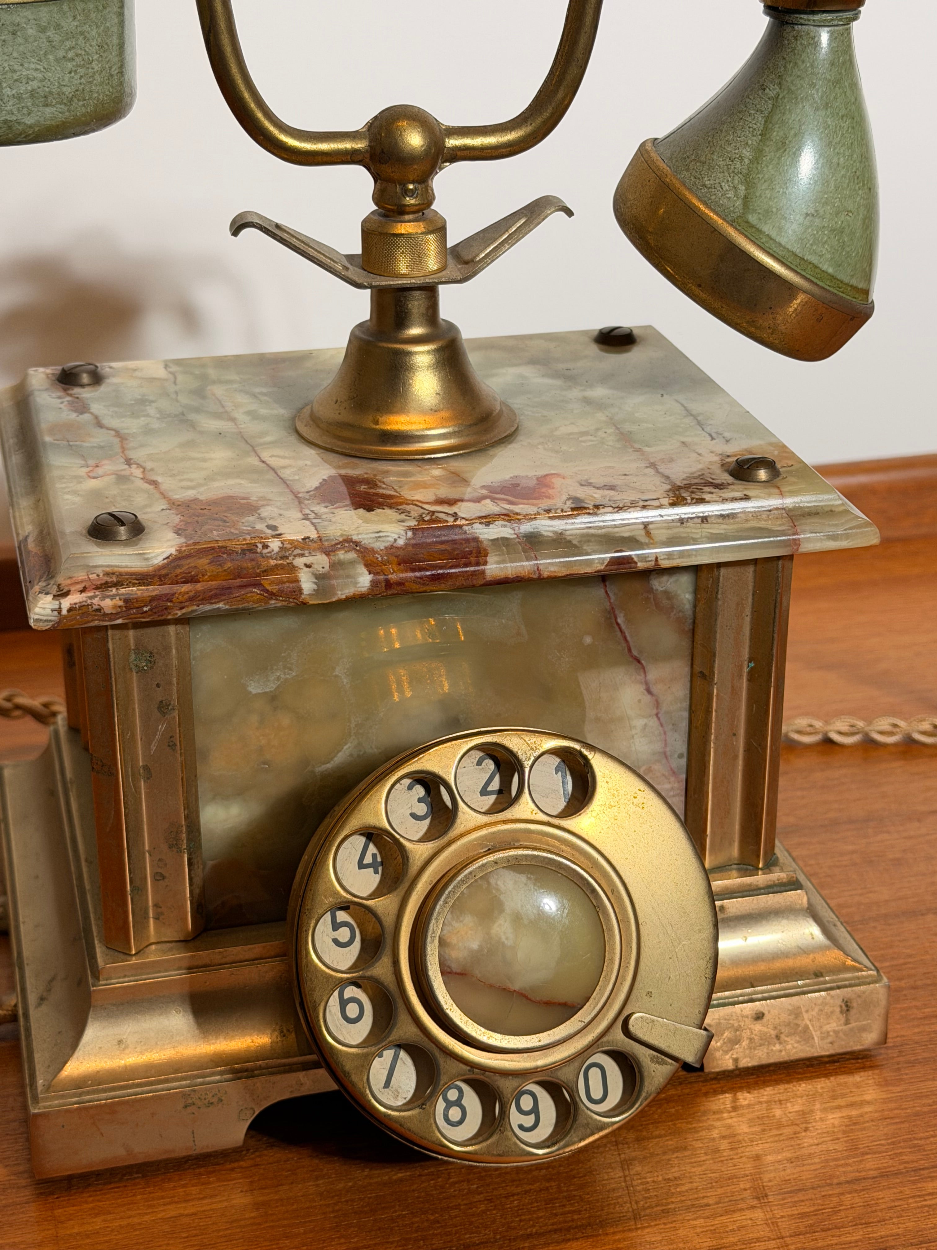 Vintage Onyx & Brass Rotary Telephone