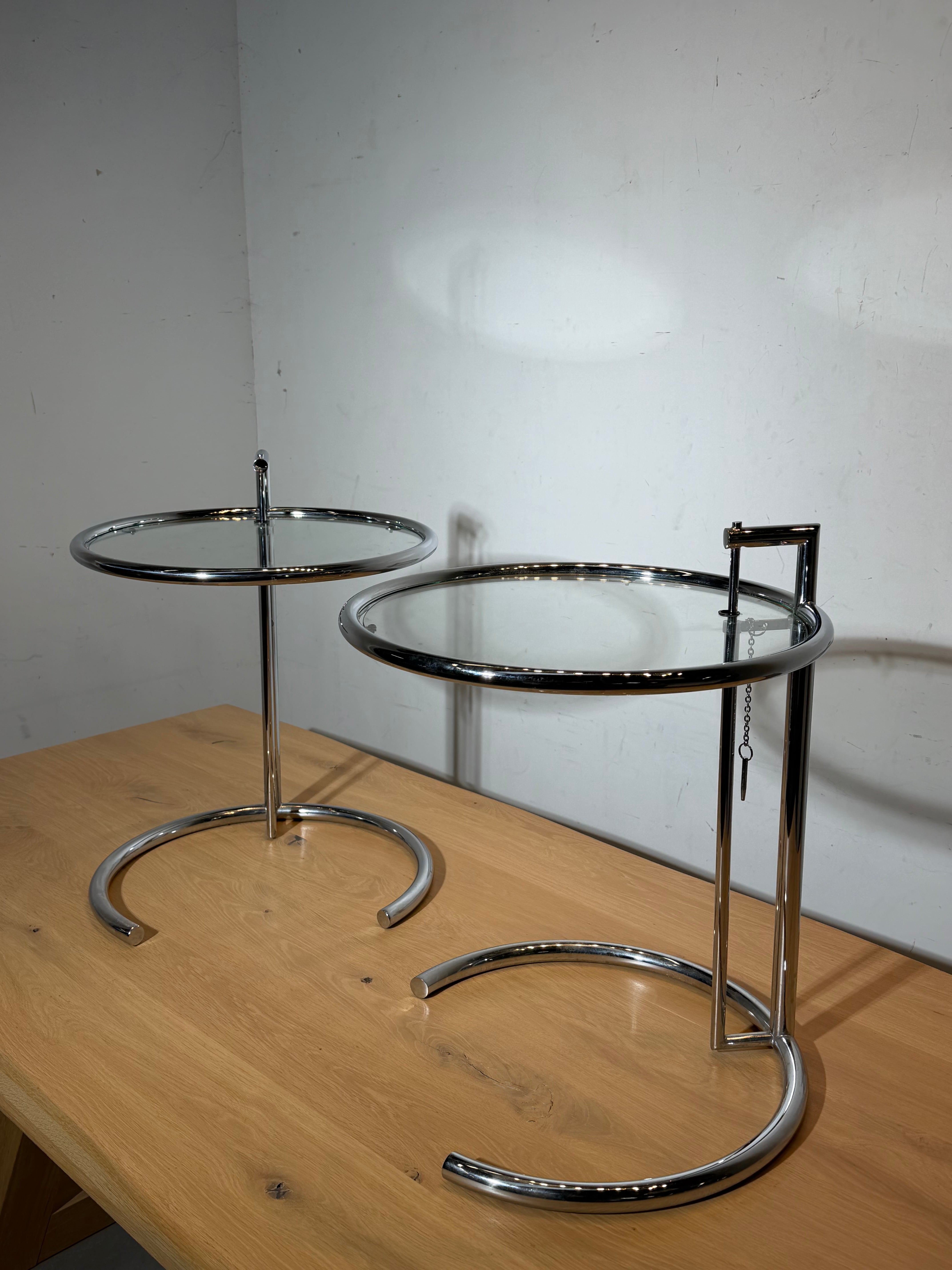 Vintage adjustable chrome side table – height adjustable – price per piece