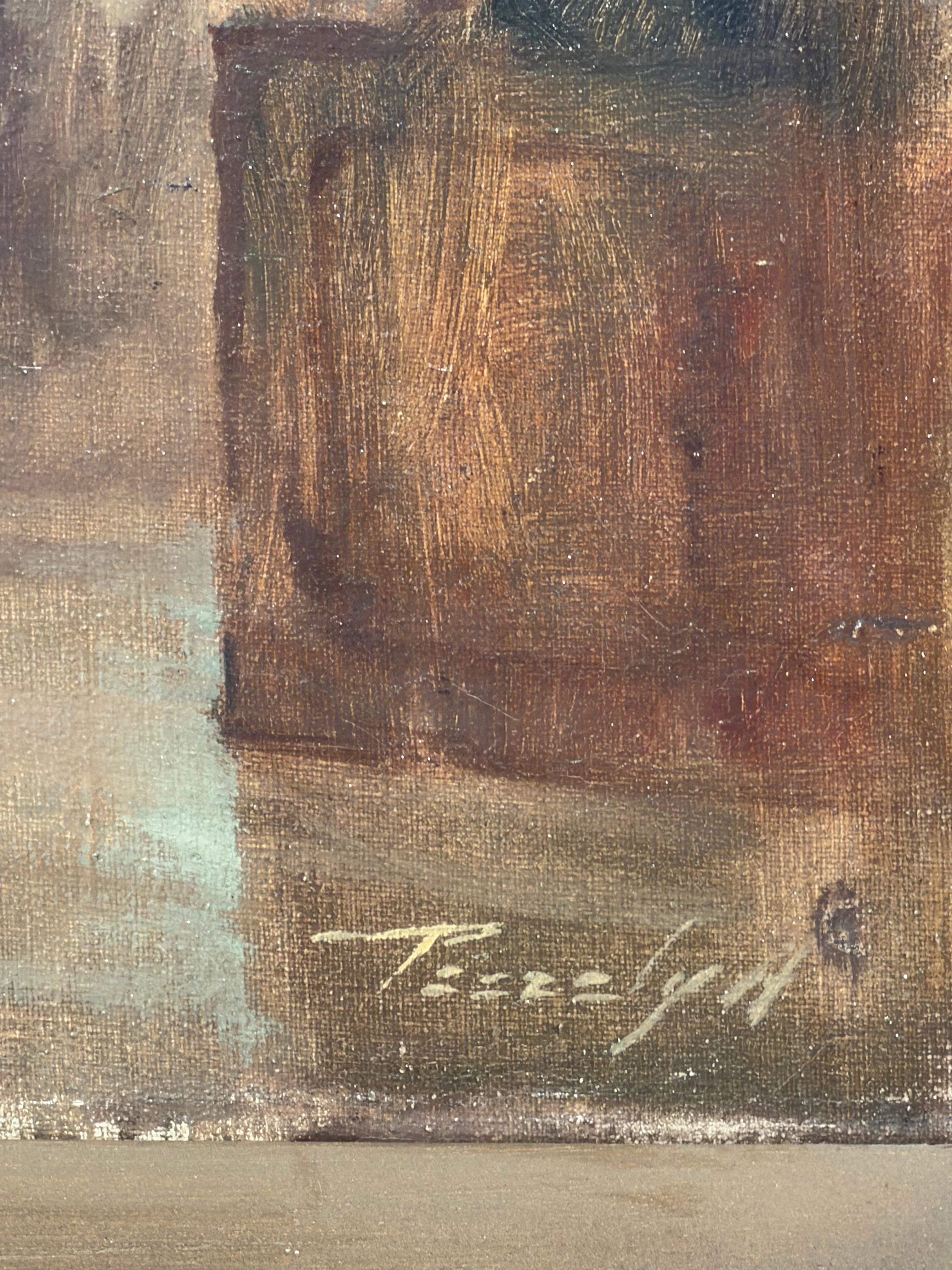 Antique Church Interior - Oil on Canvas - Signed