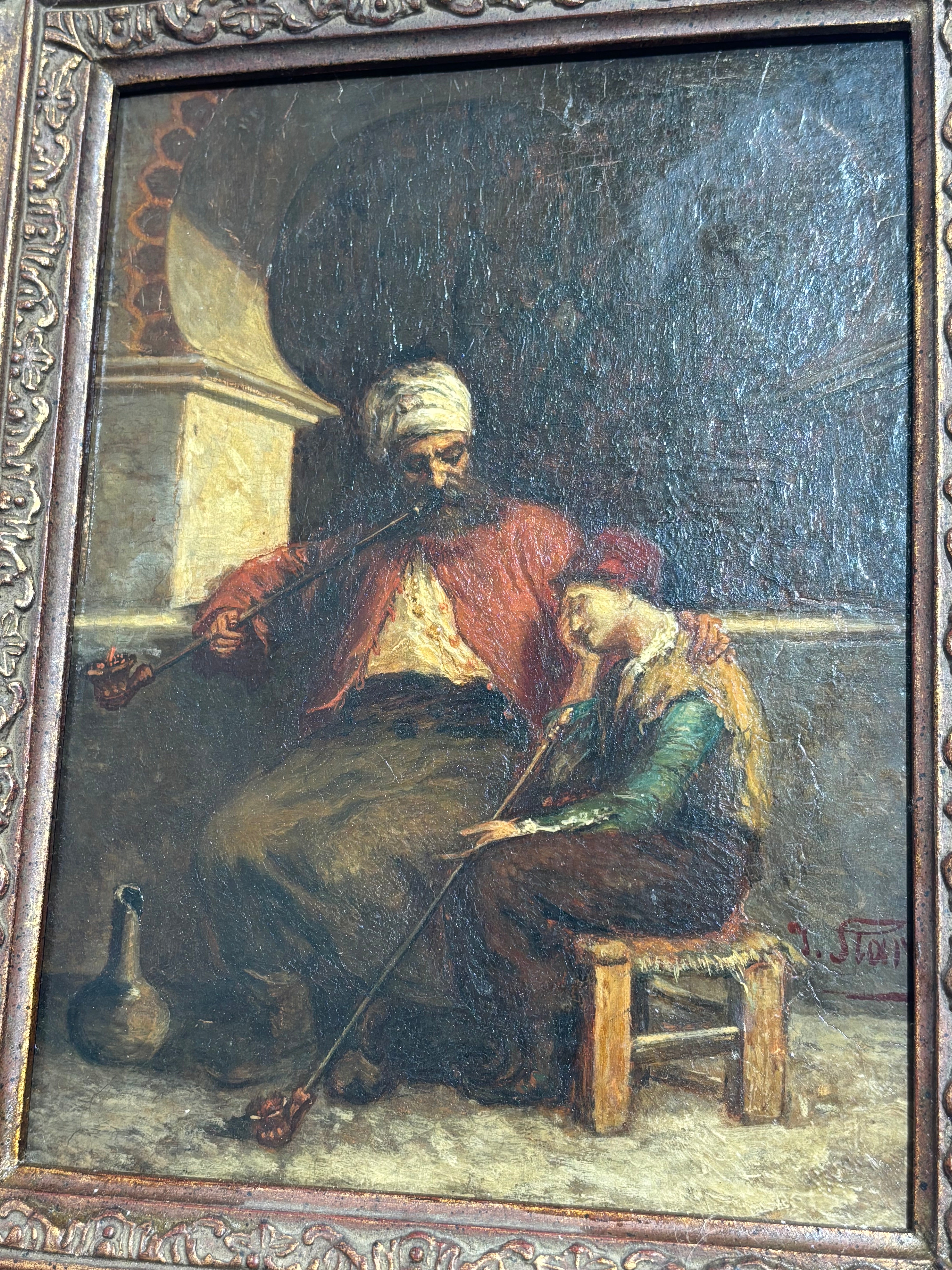 Huile ancienne sur panneau de Julius Joseph Gaspar Starck (1814–1884)