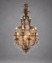 Impressive Antique French Gilt Bronze & Crystal Chandelier