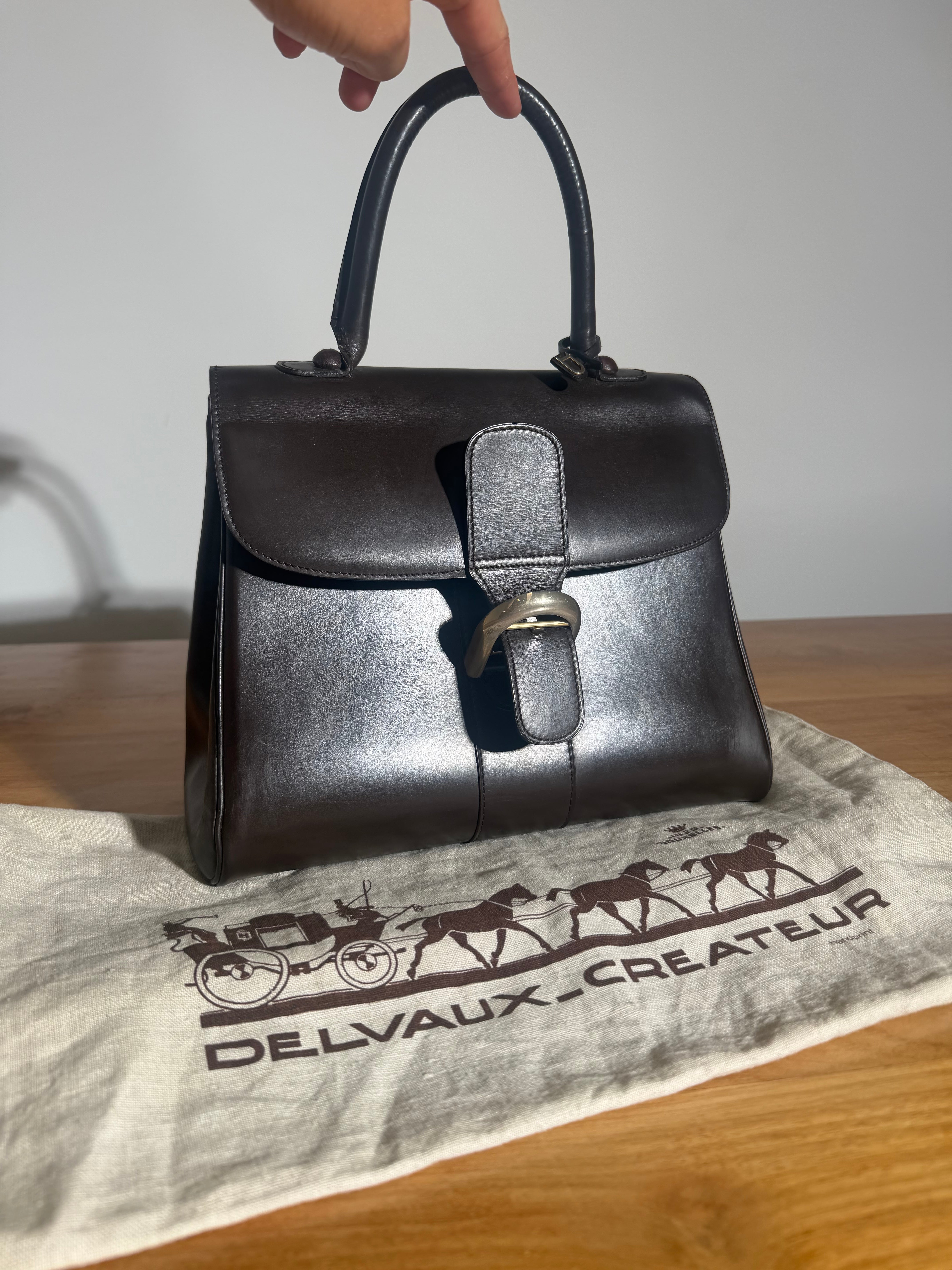 Delvaux Brillant MM Handbag – Chocolate Brown Leather