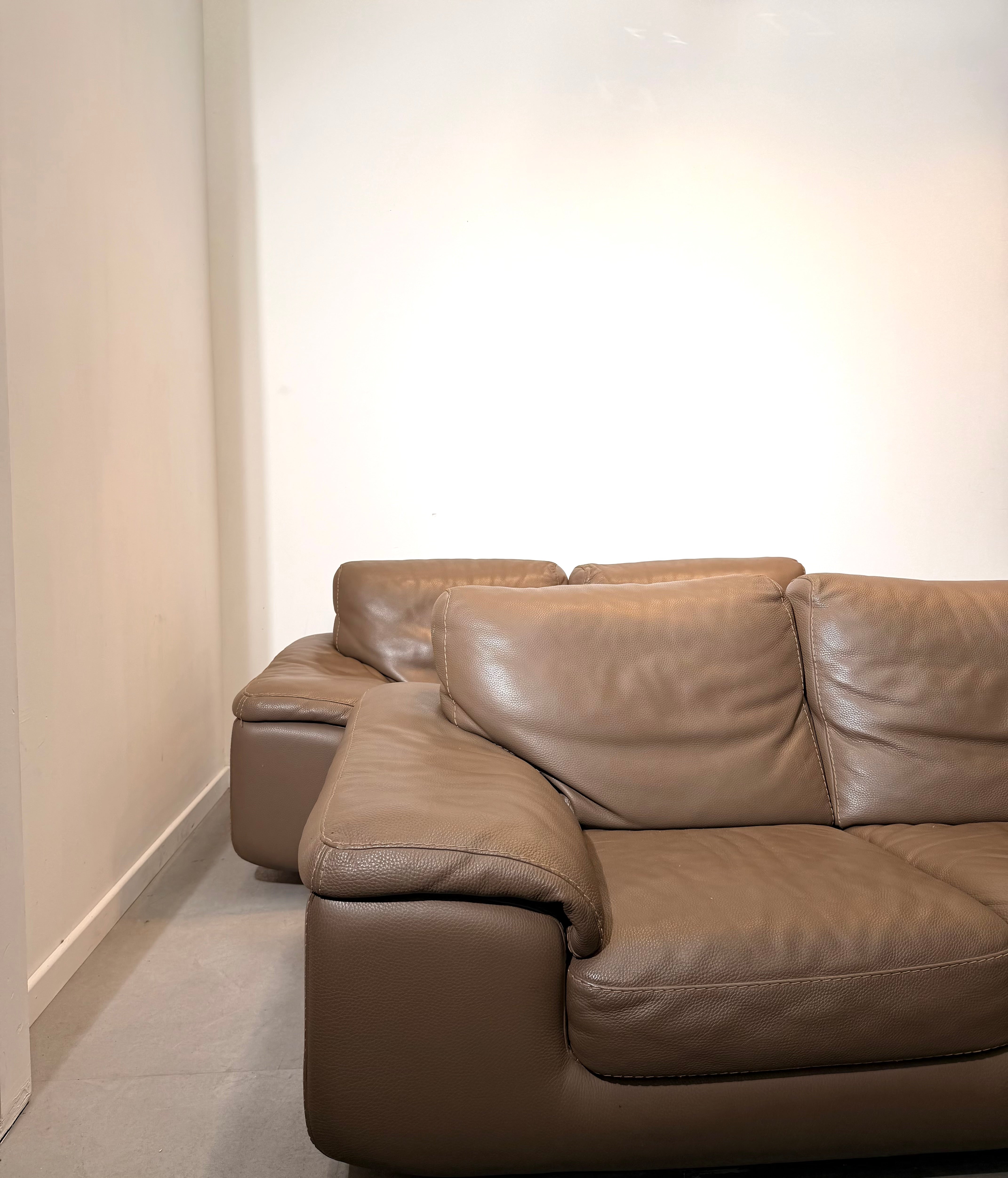 Taupe Leather 2-Seater Sofas