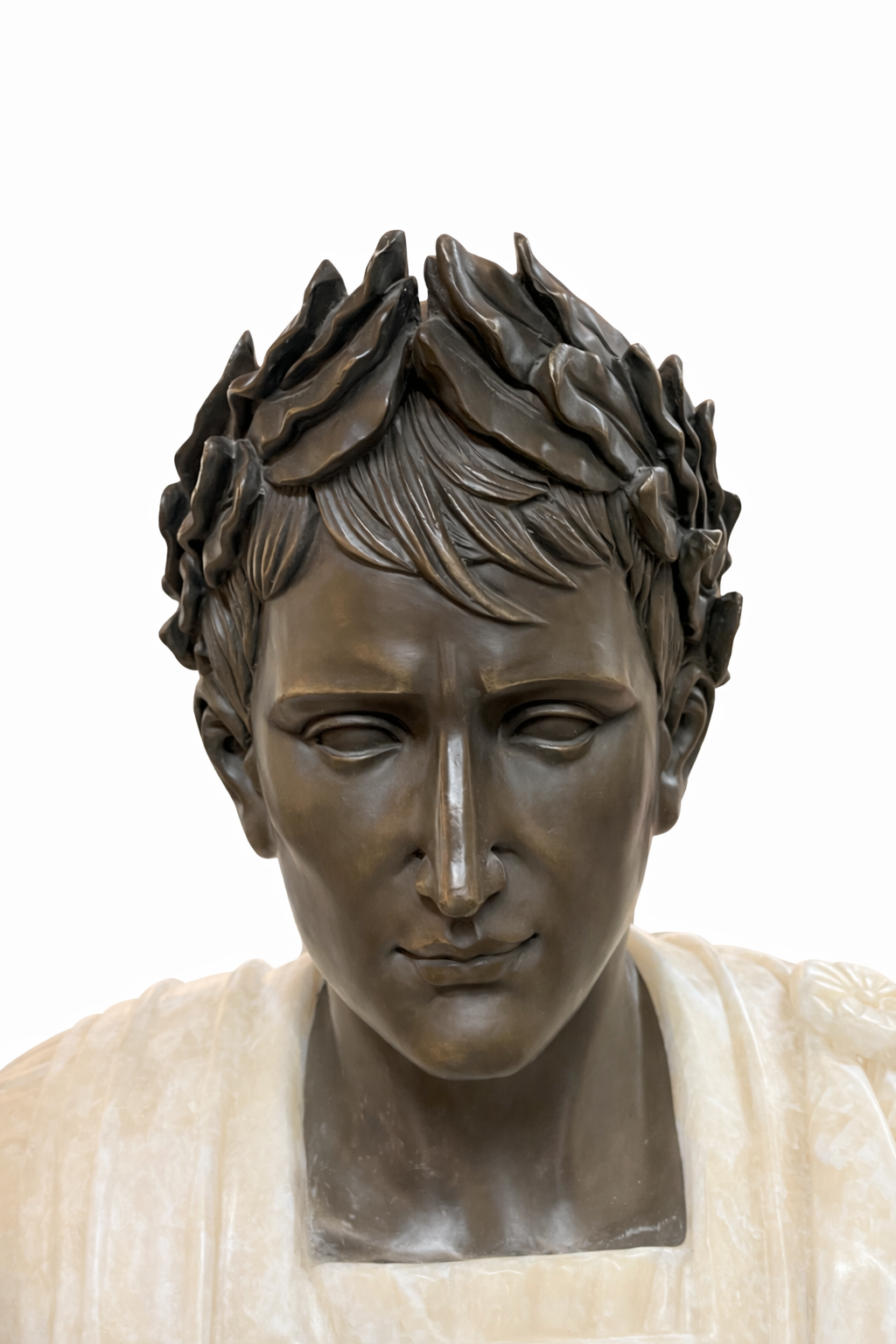 Large Roman Emperor Bust – Bronze & Marble Sculpture