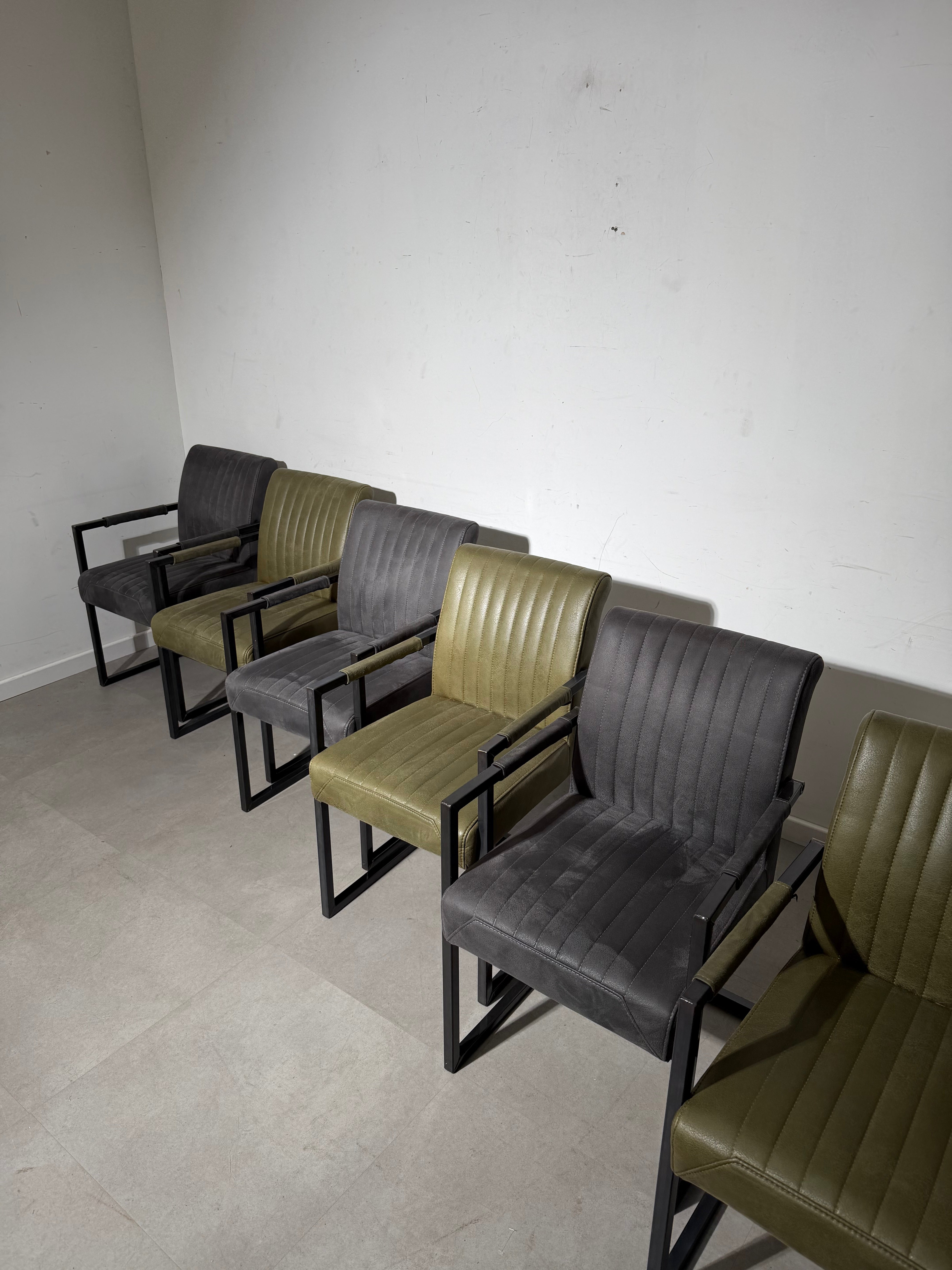 Industrial Dining Chairs with Armrests – Set of 6