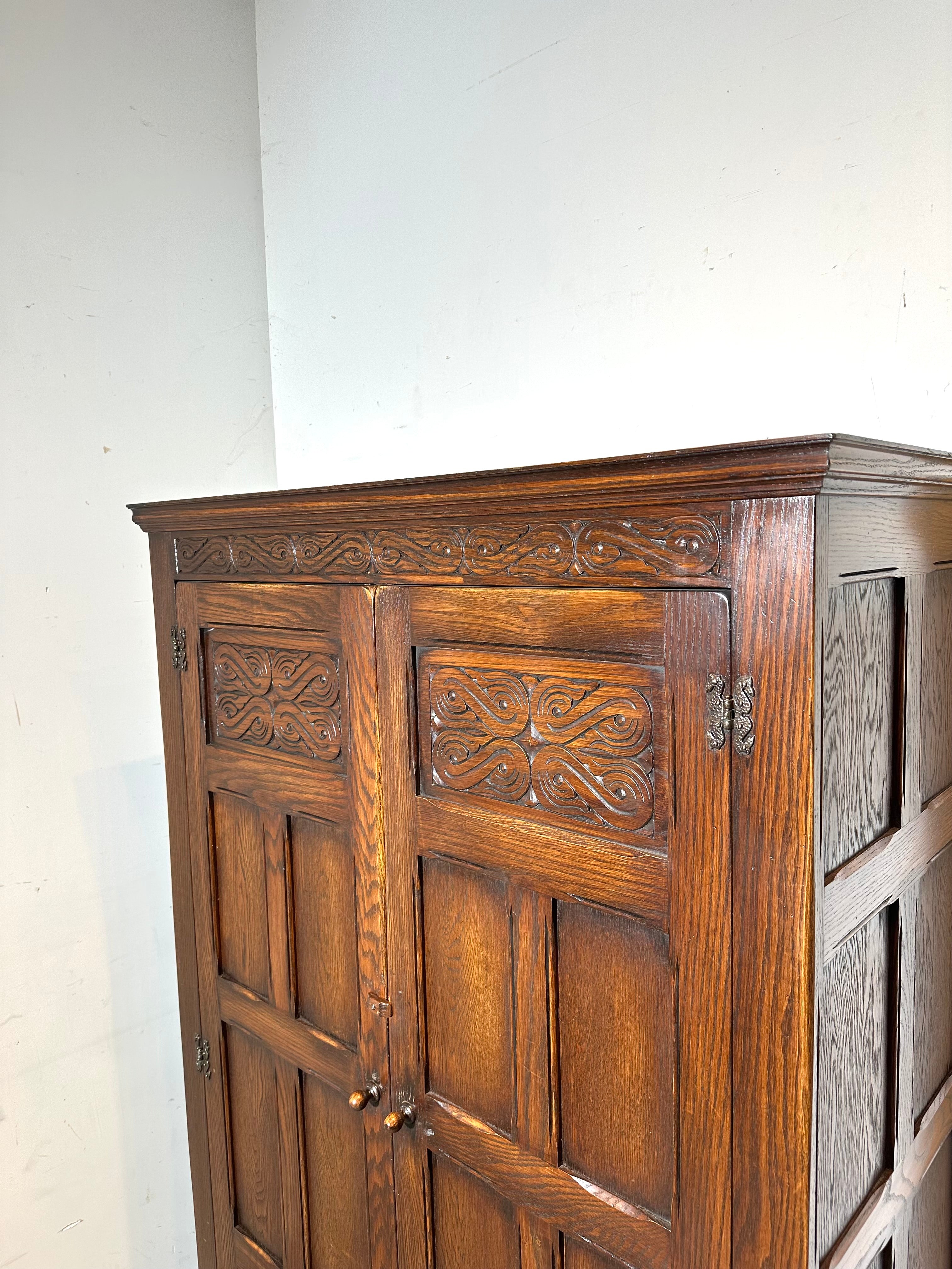 Antique Oak Wardrobe Cabinet
