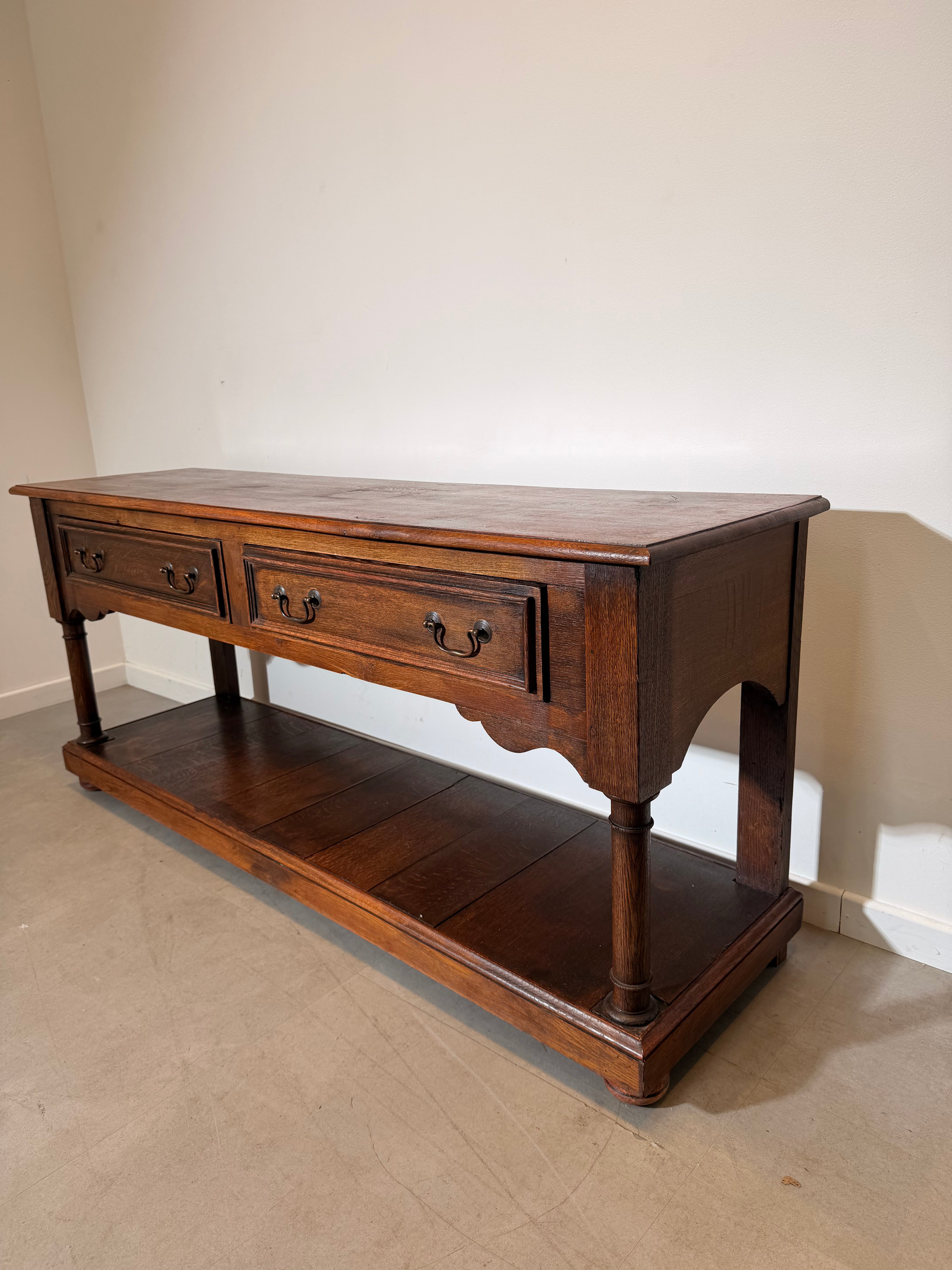 Antique Oak Console Table / Server with Drawers