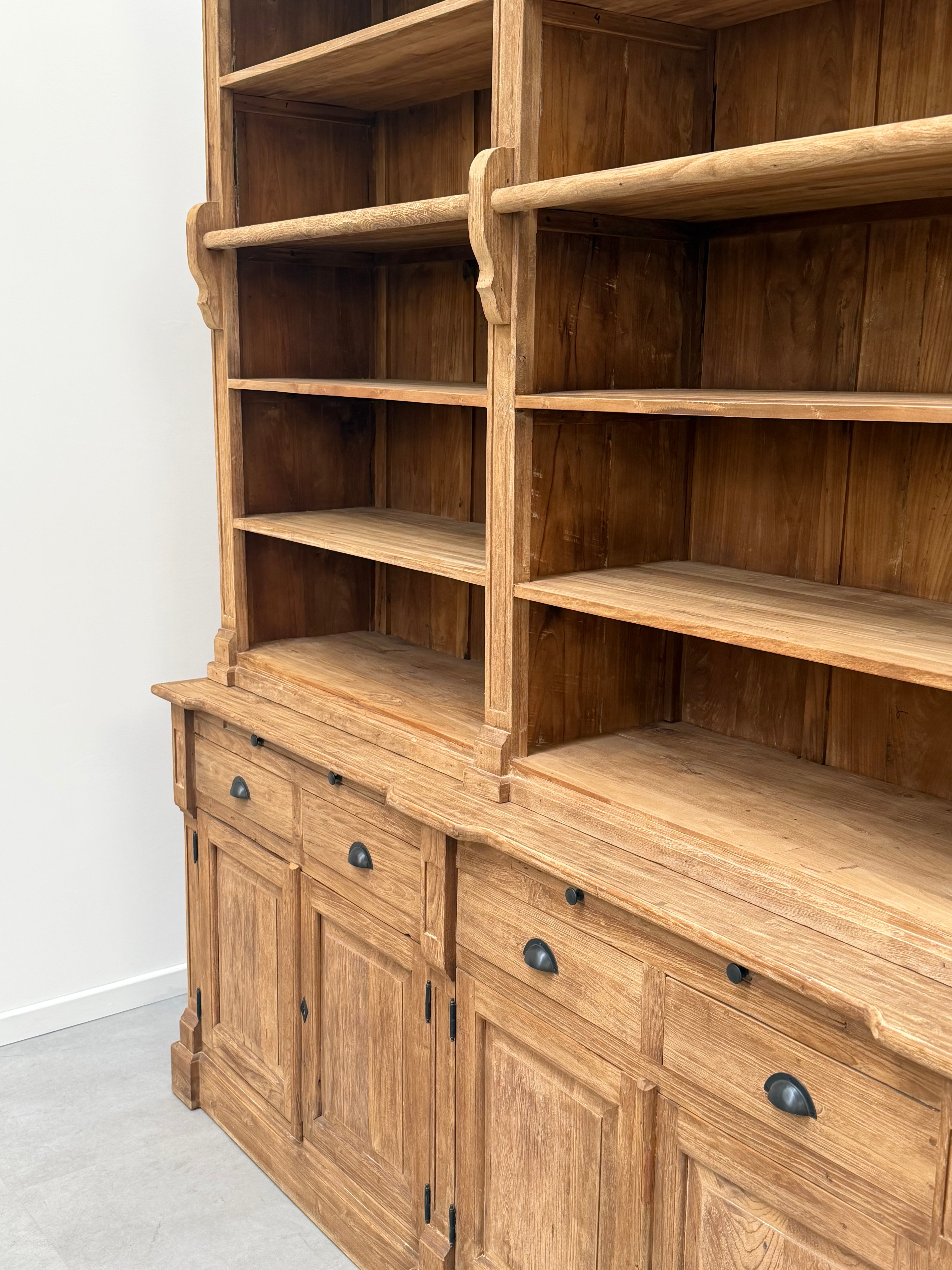 Antique Recycled Teak Bookcase Cabinet – 300 x 55 x 250 cm