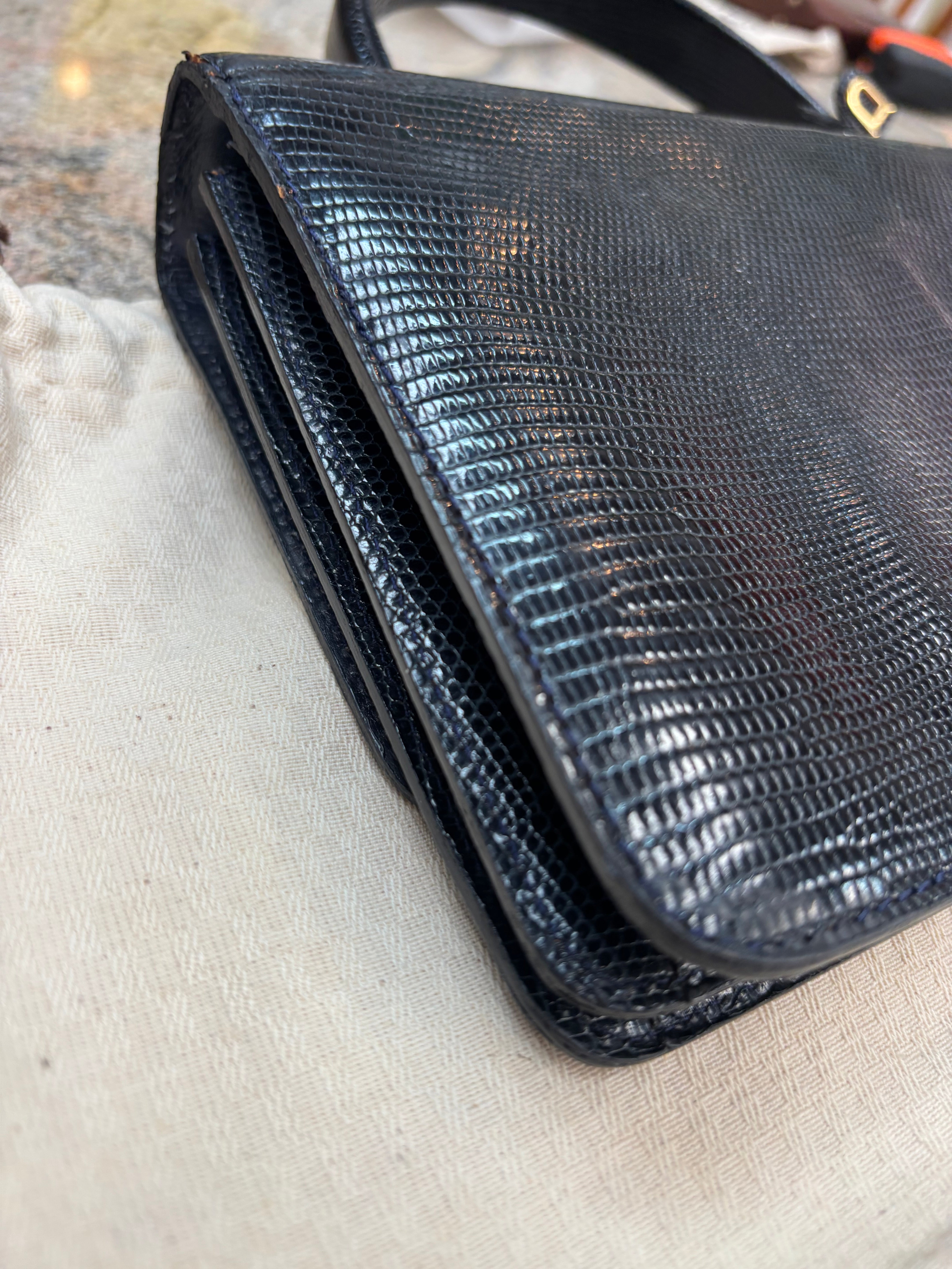 Vintage Delvaux Lézard Noir