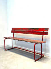 Vintage Red Garden Bench