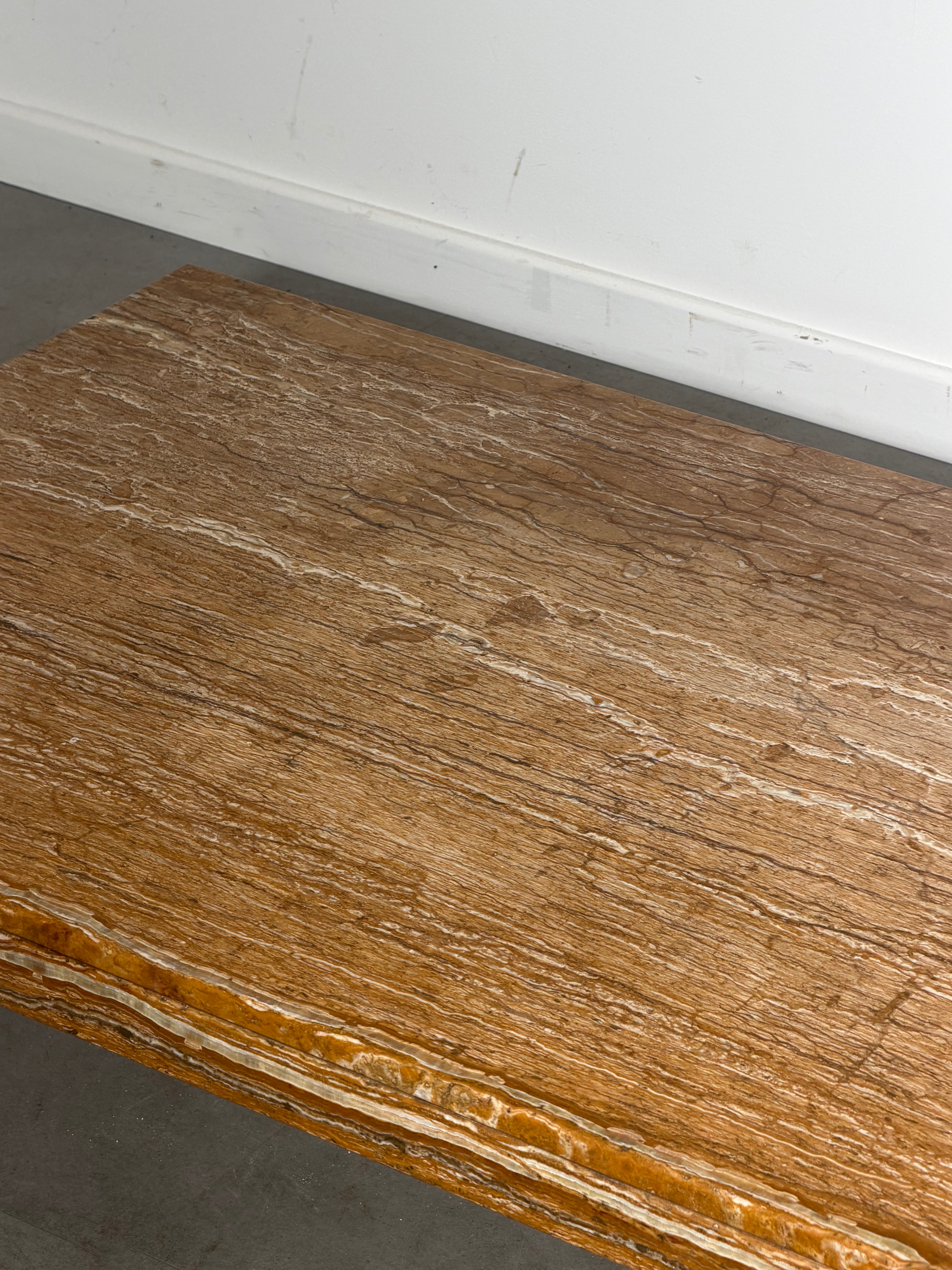 Structural Travertine Rosso Coffee Table – Brutalist Design