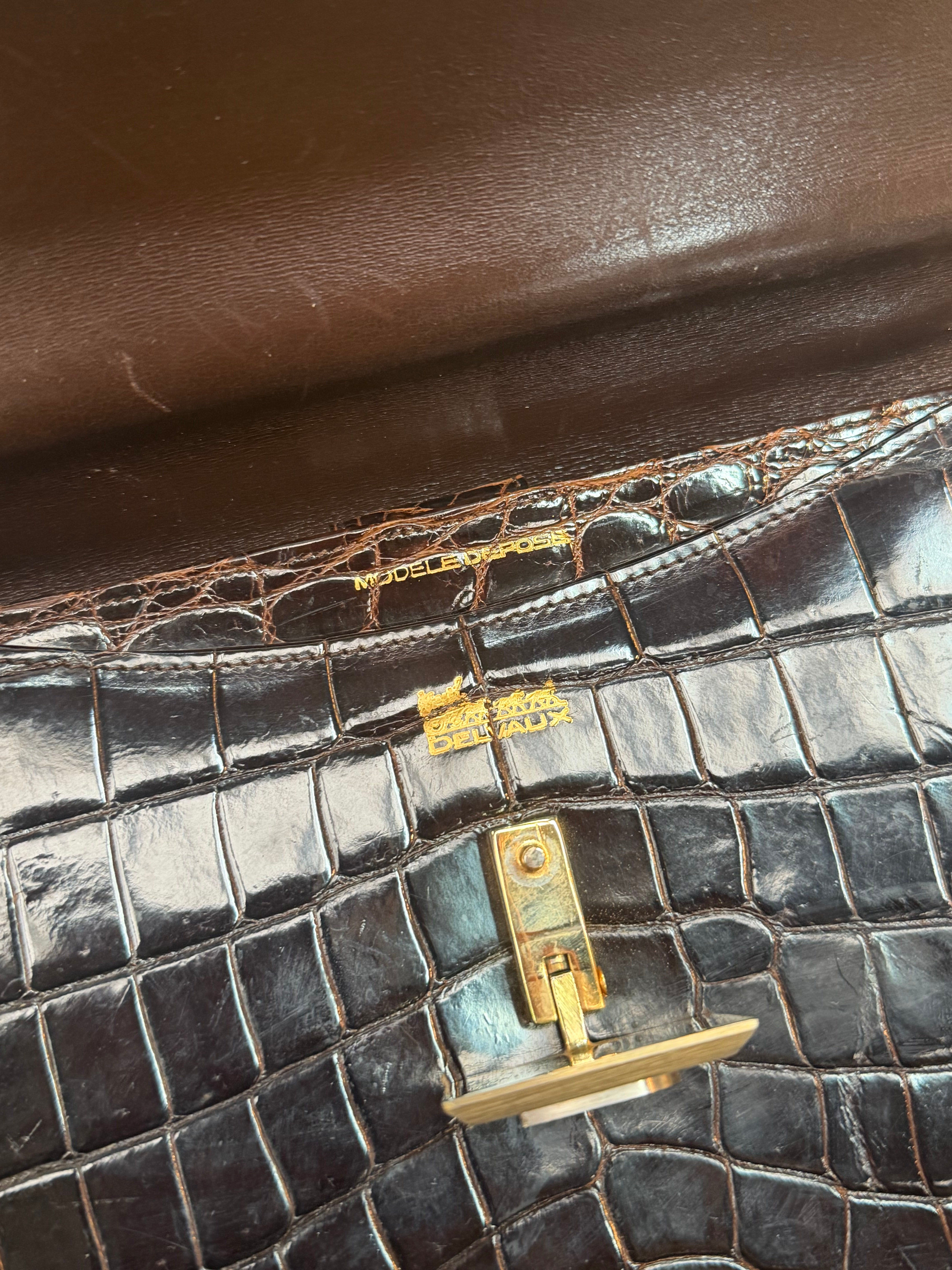 Delvaux Vintage Crocodile Leather Handbag – 1970s