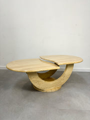 table basse à deux niveaux en travertin