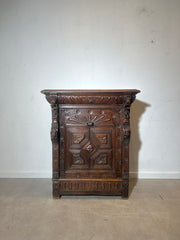 Antique Hand-Carved Oak Cabinet