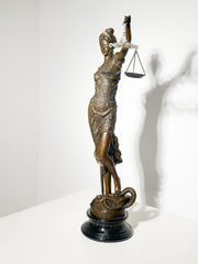 Large Bronze Lady Justice Statue on Marble Base – Signed “Mayer” – 100 cm